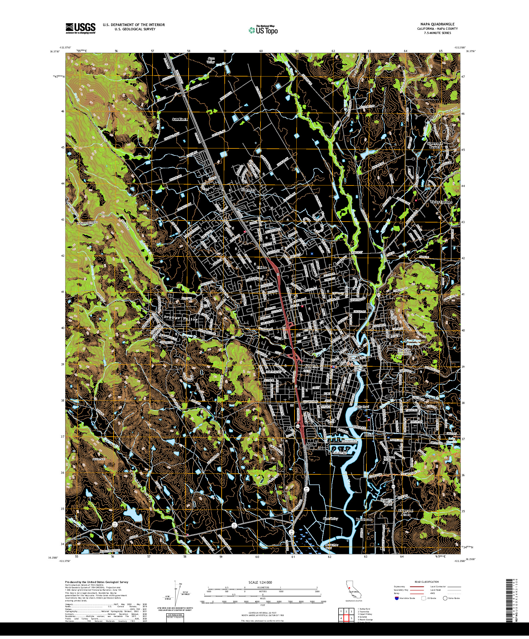 US TOPO 7.5-MINUTE MAP FOR NAPA, CA