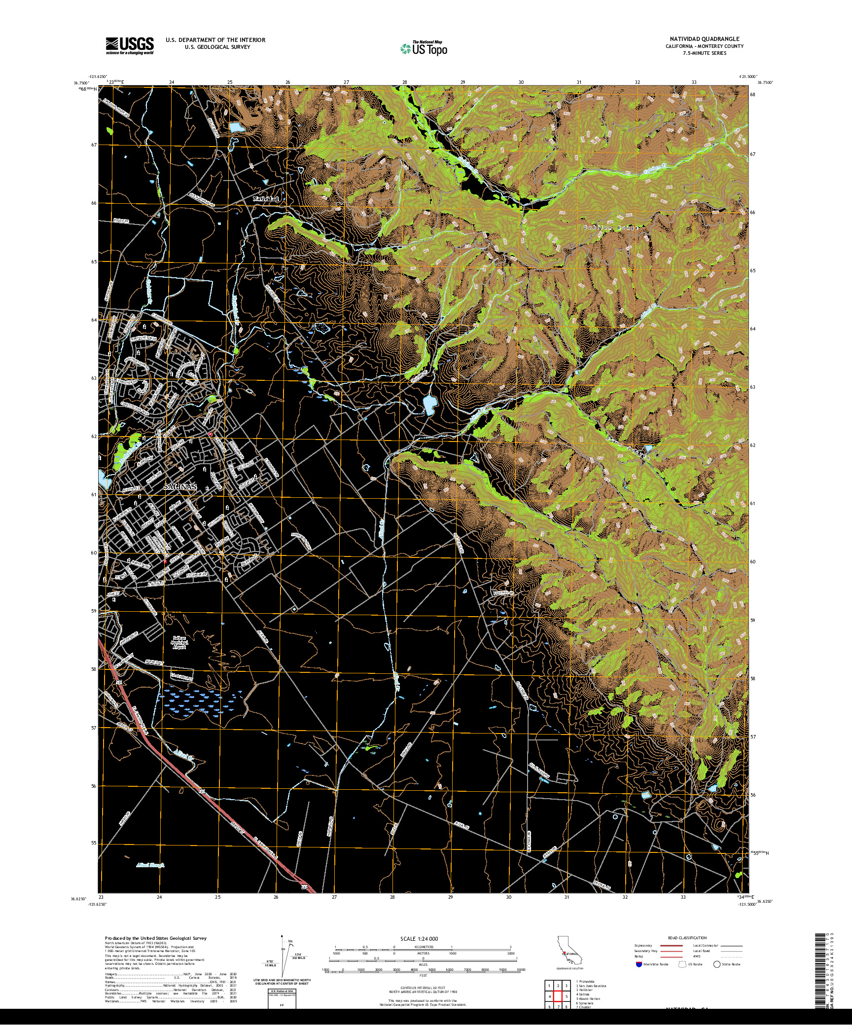 US TOPO 7.5-MINUTE MAP FOR NATIVIDAD, CA