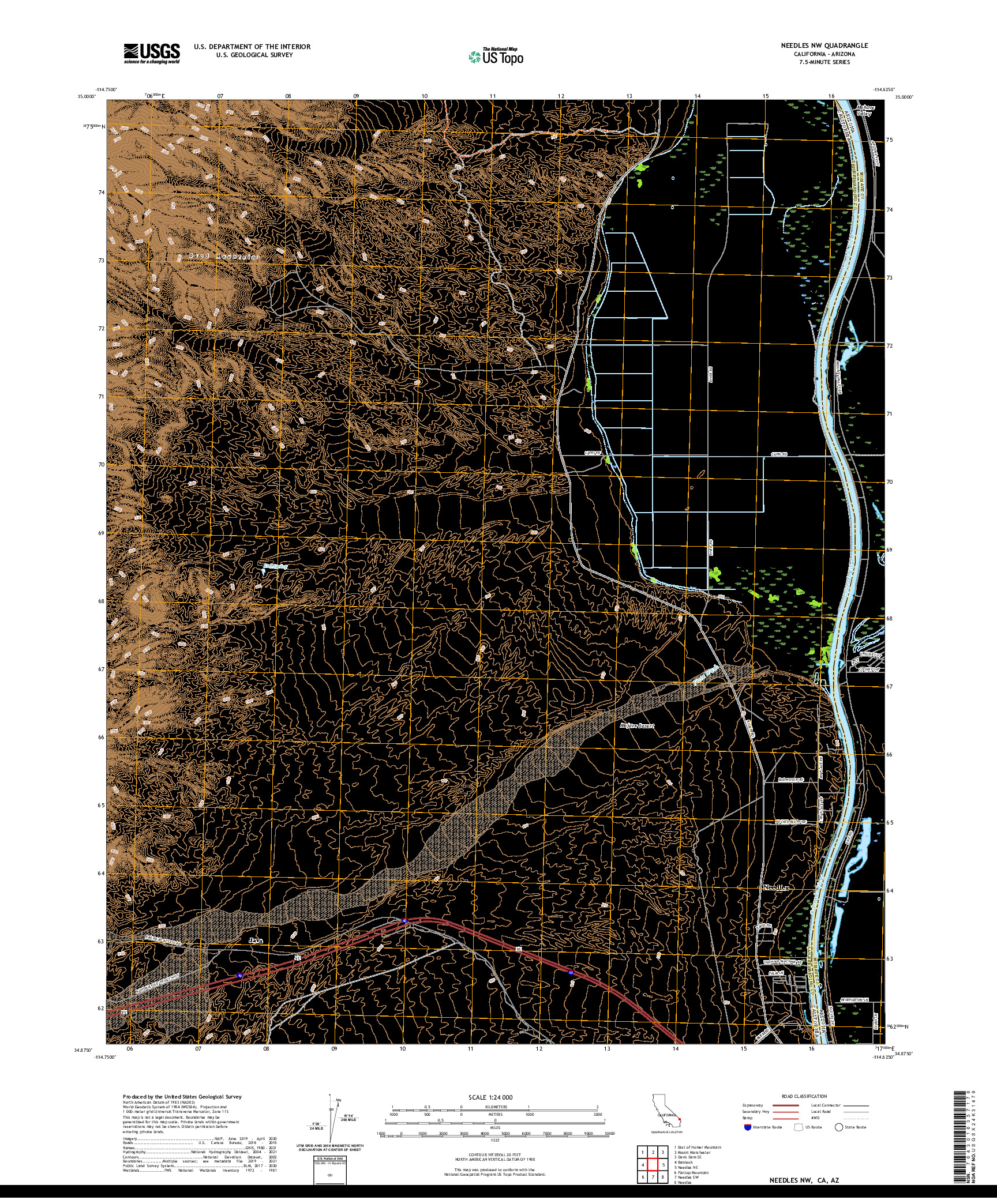 US TOPO 7.5-MINUTE MAP FOR NEEDLES NW, CA,AZ