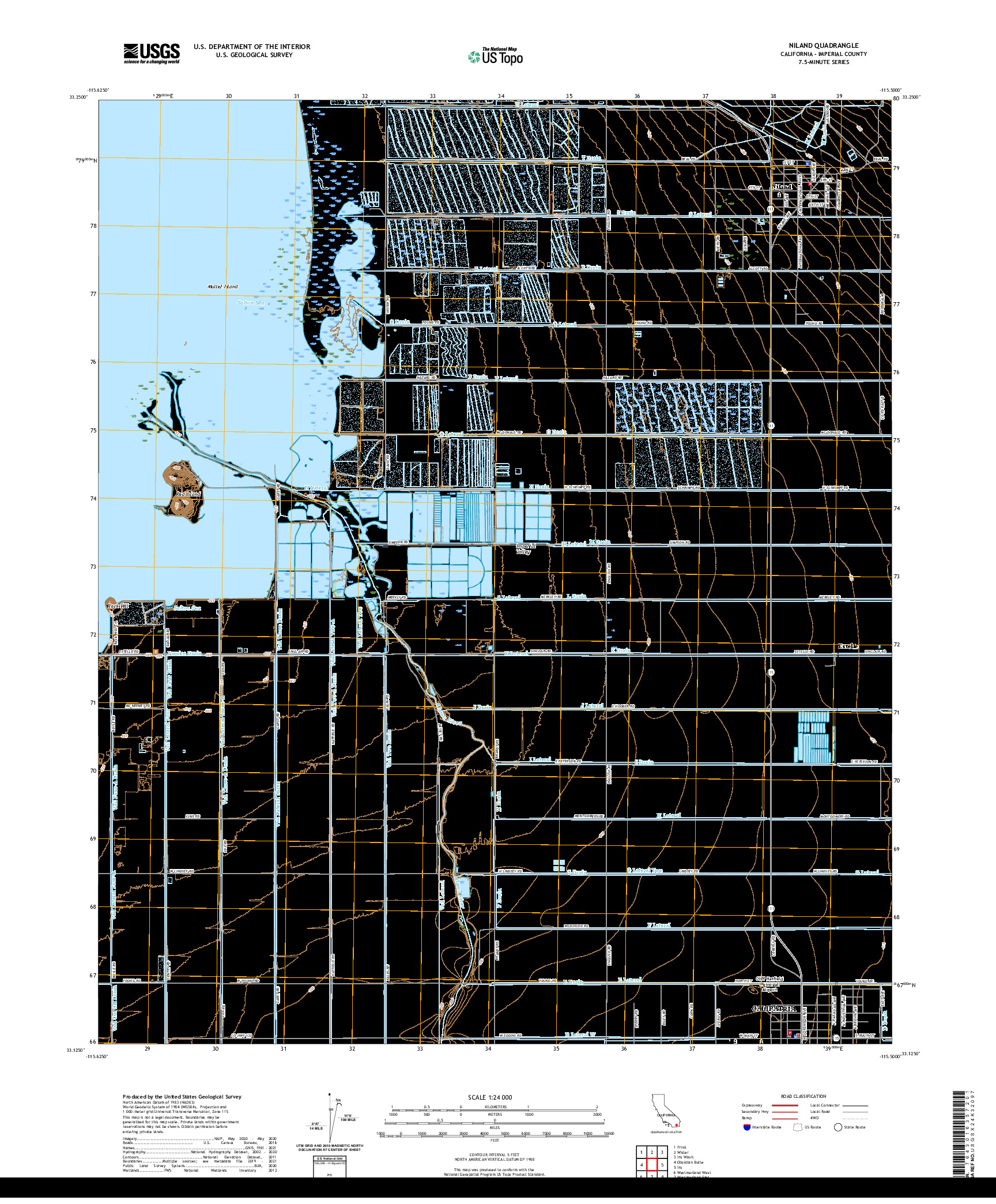 US TOPO 7.5-MINUTE MAP FOR NILAND, CA