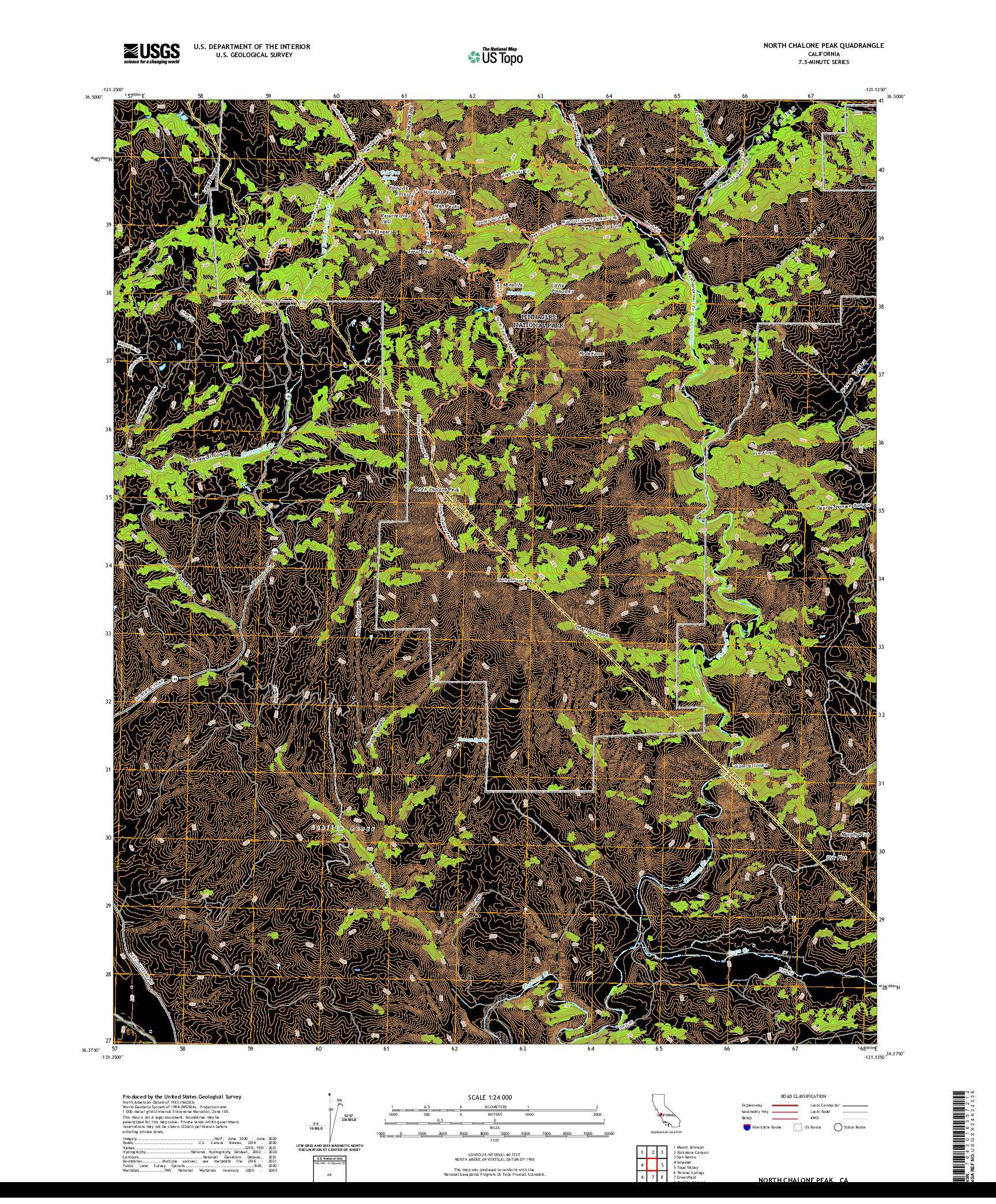 US TOPO 7.5-MINUTE MAP FOR NORTH CHALONE PEAK, CA