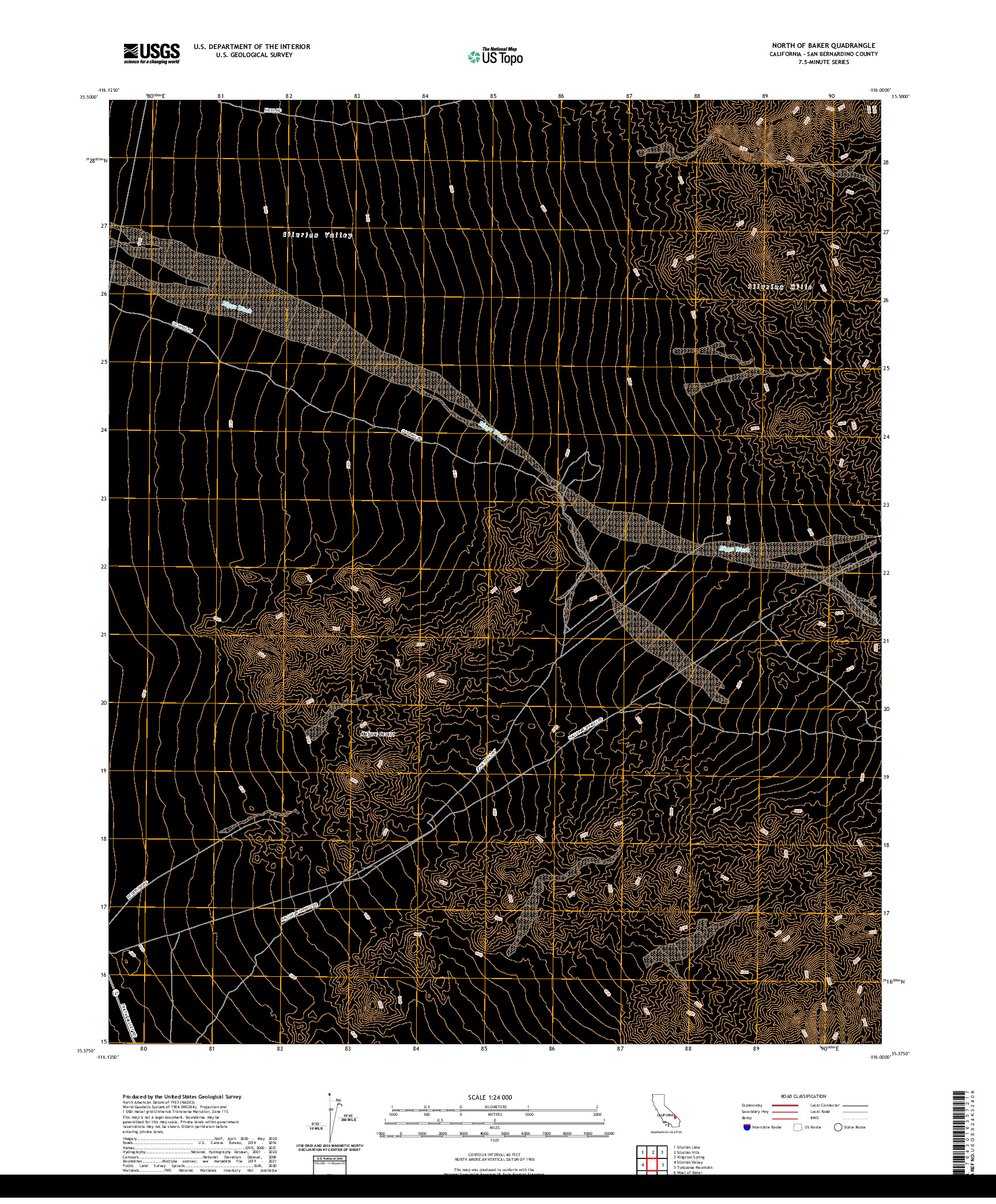 US TOPO 7.5-MINUTE MAP FOR NORTH OF BAKER, CA