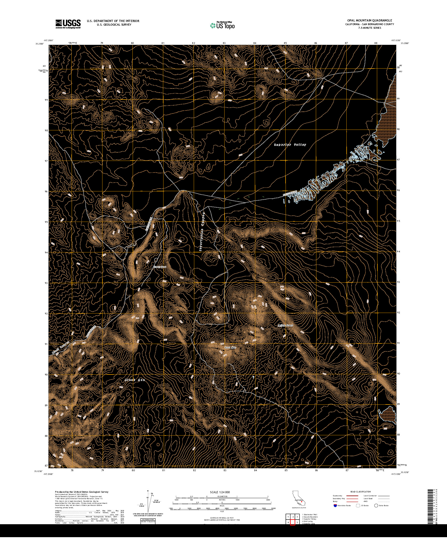 US TOPO 7.5-MINUTE MAP FOR OPAL MOUNTAIN, CA