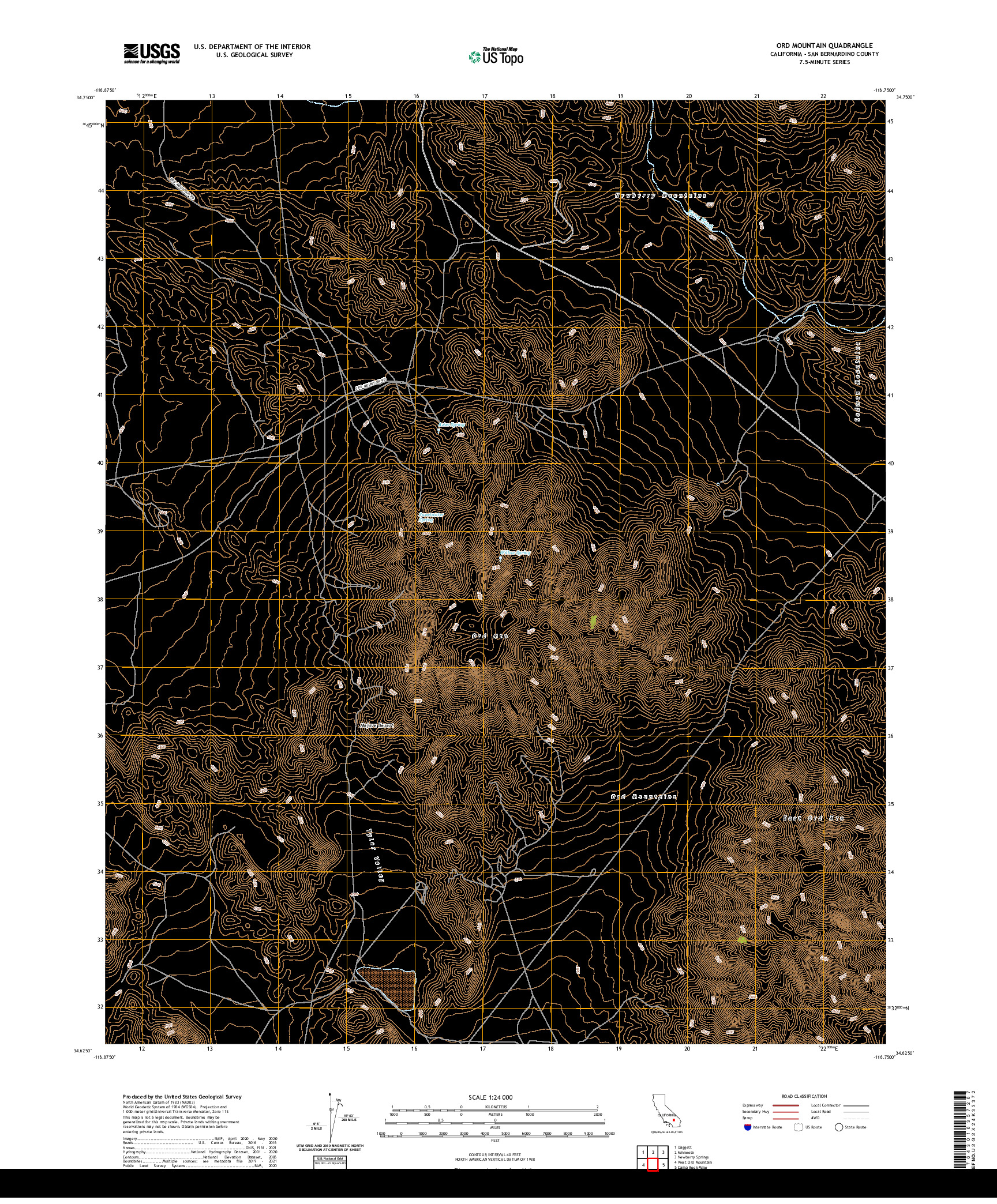 US TOPO 7.5-MINUTE MAP FOR ORD MOUNTAIN, CA