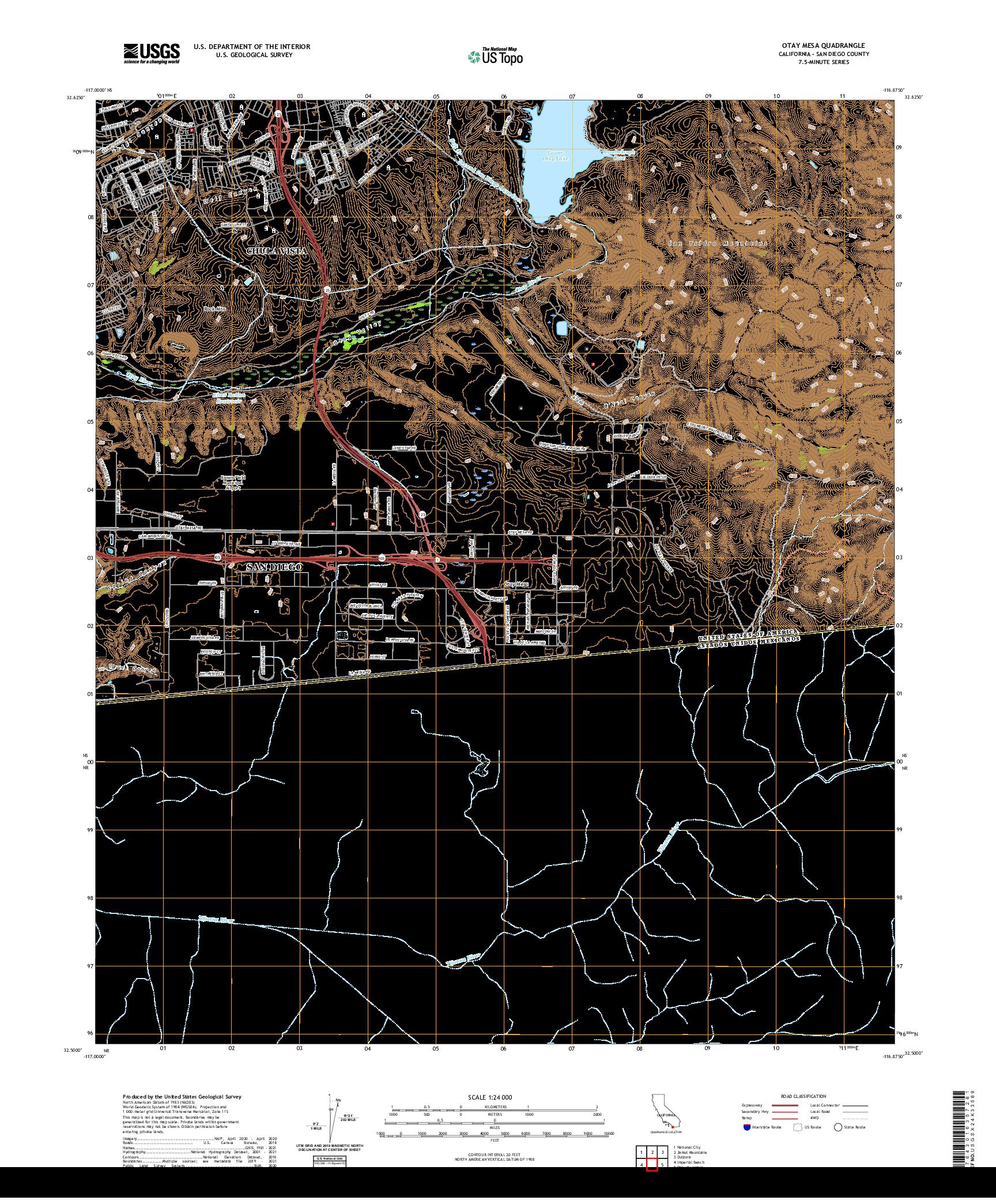 US TOPO 7.5-MINUTE MAP FOR OTAY MESA, CA,BCN