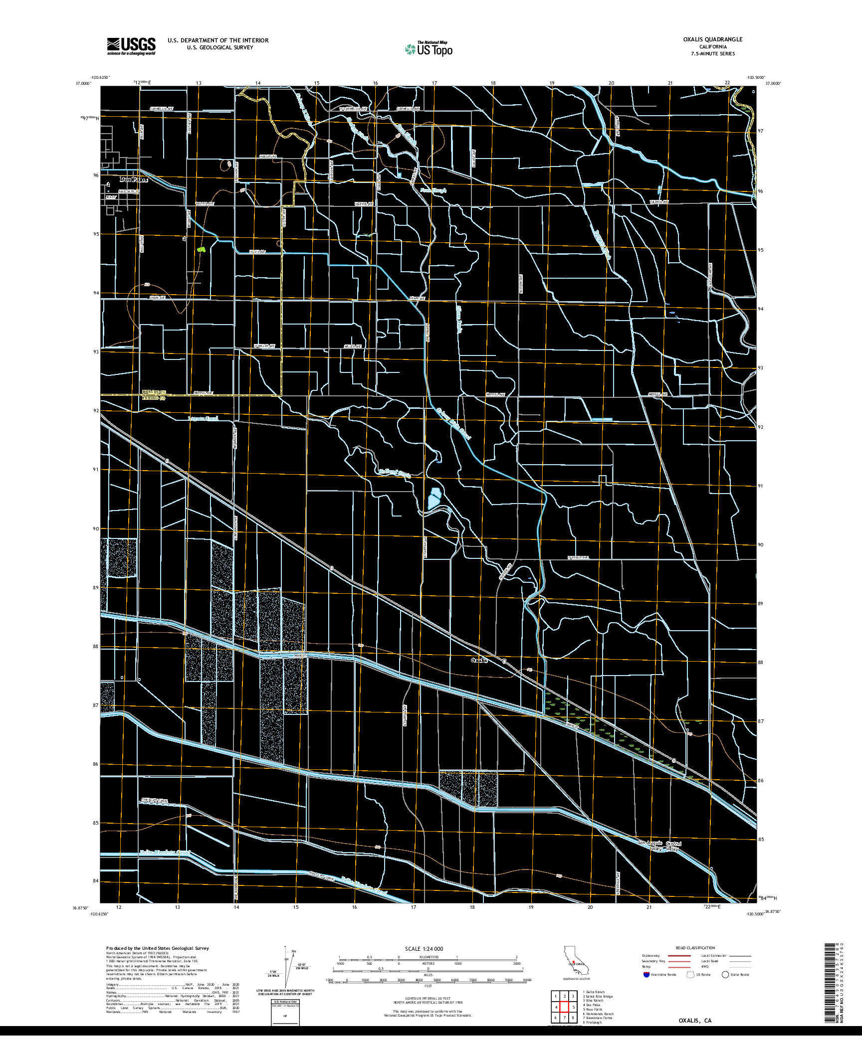 US TOPO 7.5-MINUTE MAP FOR OXALIS, CA