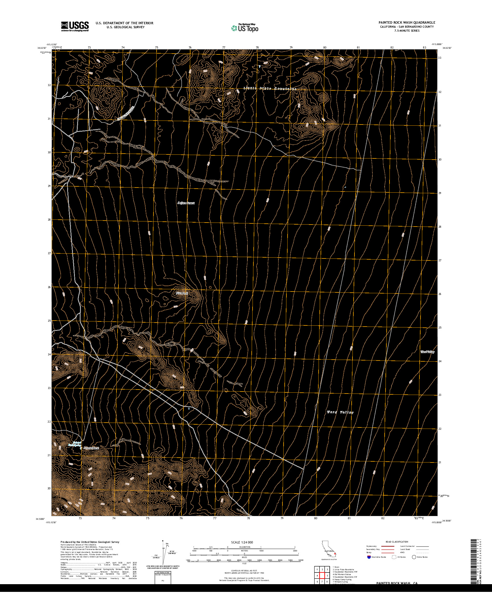 US TOPO 7.5-MINUTE MAP FOR PAINTED ROCK WASH, CA