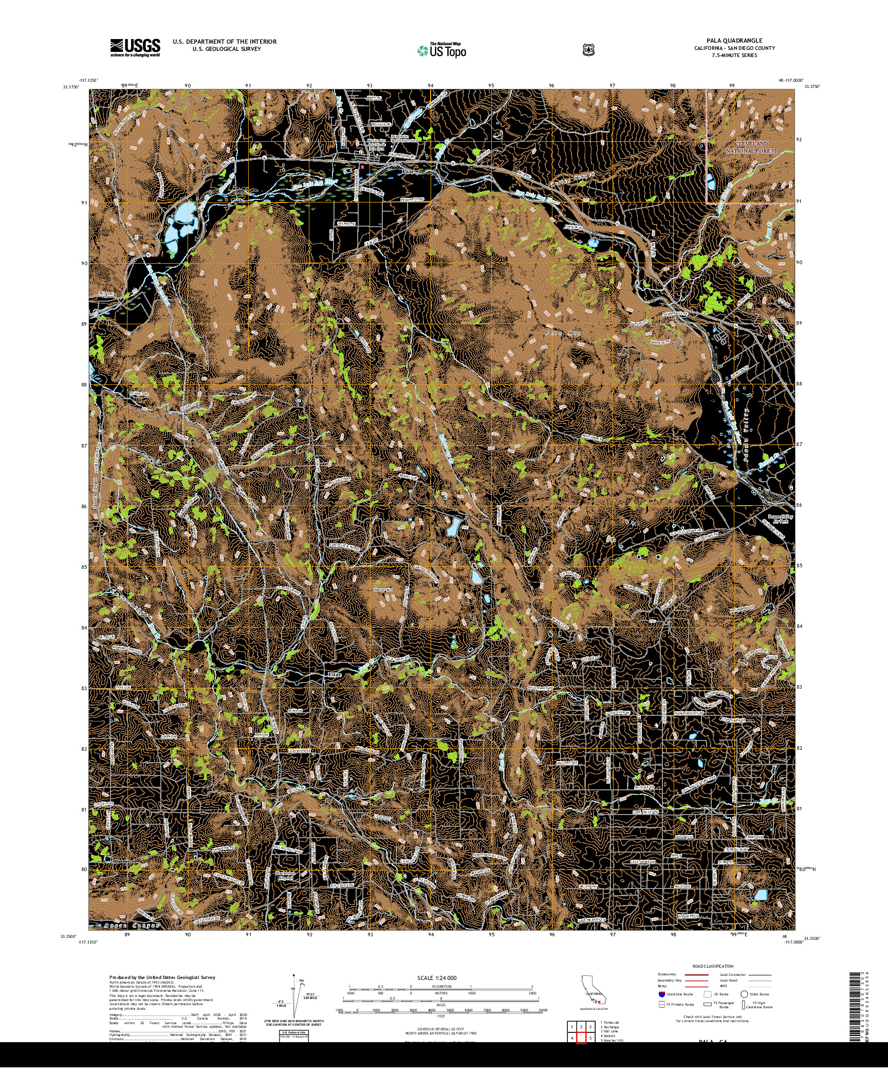 US TOPO 7.5-MINUTE MAP FOR PALA, CA