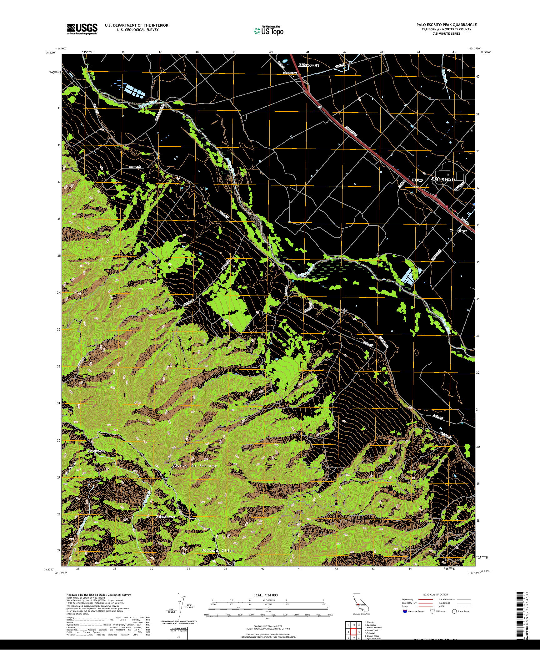 US TOPO 7.5-MINUTE MAP FOR PALO ESCRITO PEAK, CA