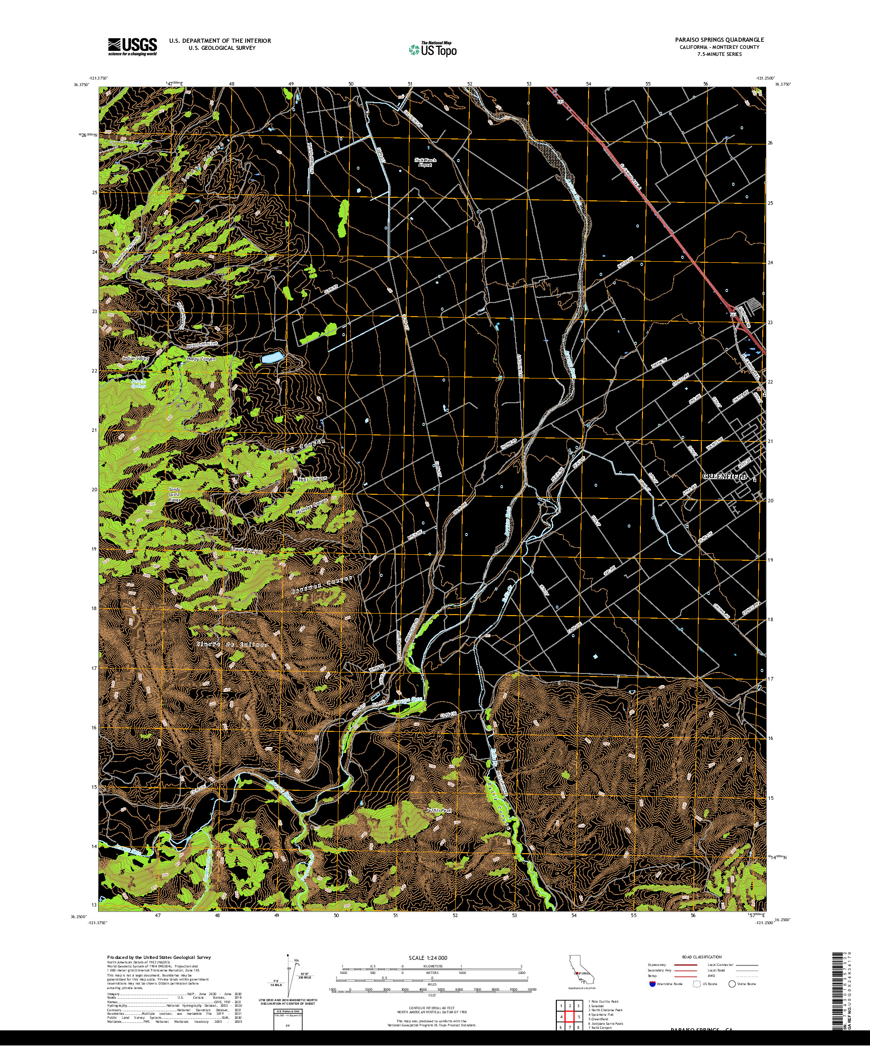 US TOPO 7.5-MINUTE MAP FOR PARAISO SPRINGS, CA