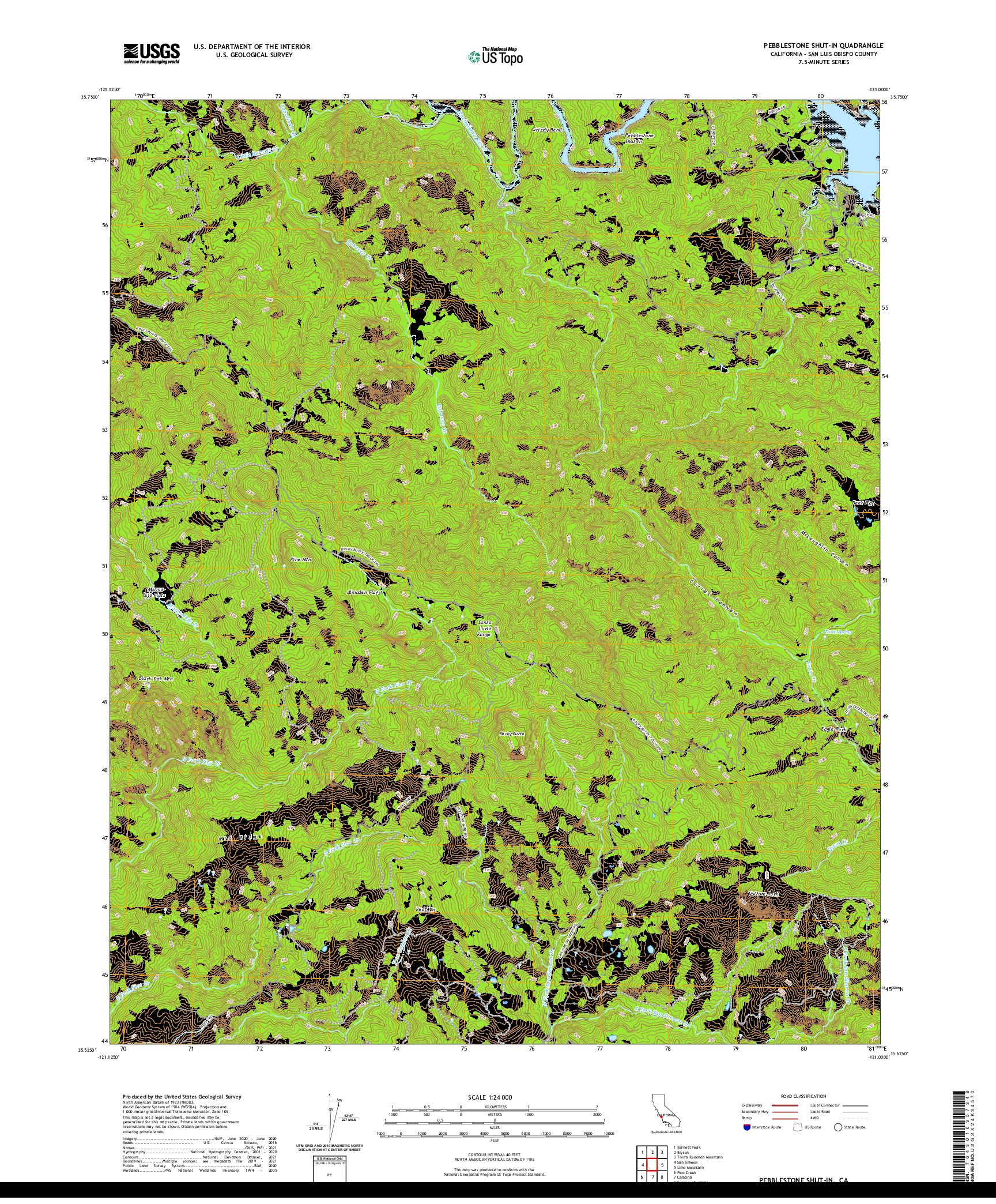 US TOPO 7.5-MINUTE MAP FOR PEBBLESTONE SHUT-IN, CA