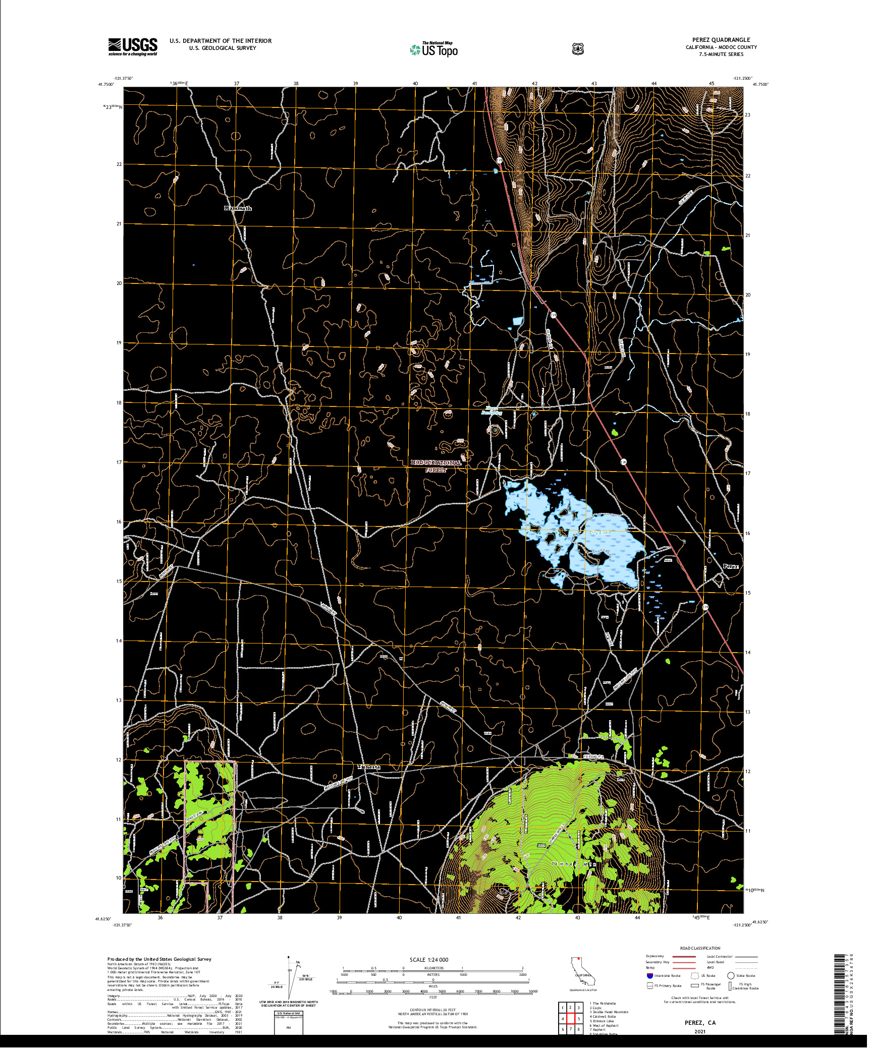 US TOPO 7.5-MINUTE MAP FOR PEREZ, CA