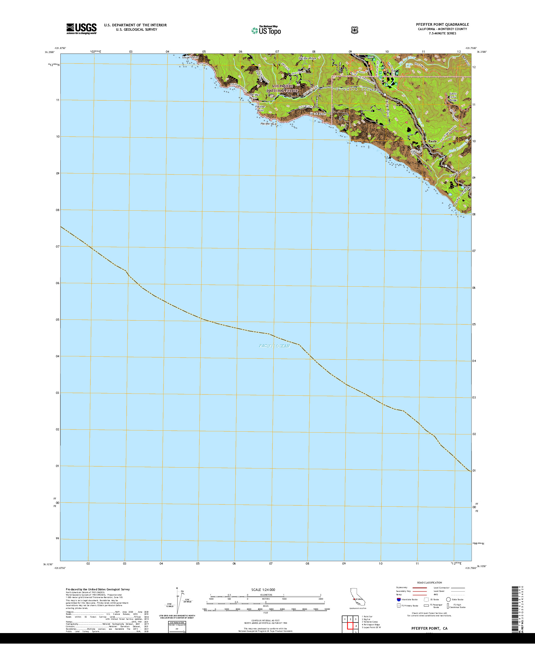 US TOPO 7.5-MINUTE MAP FOR PFEIFFER POINT, CA