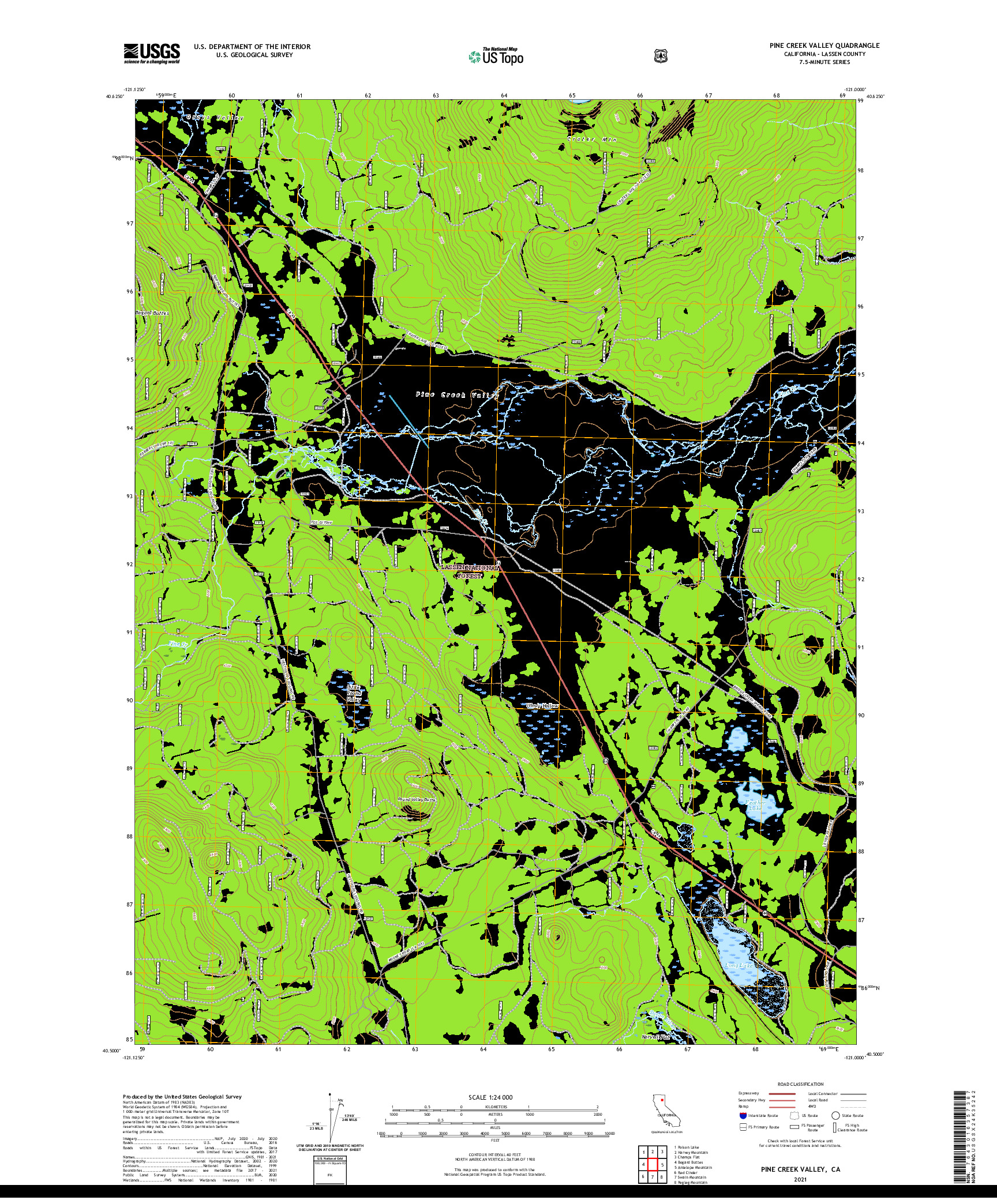 US TOPO 7.5-MINUTE MAP FOR PINE CREEK VALLEY, CA