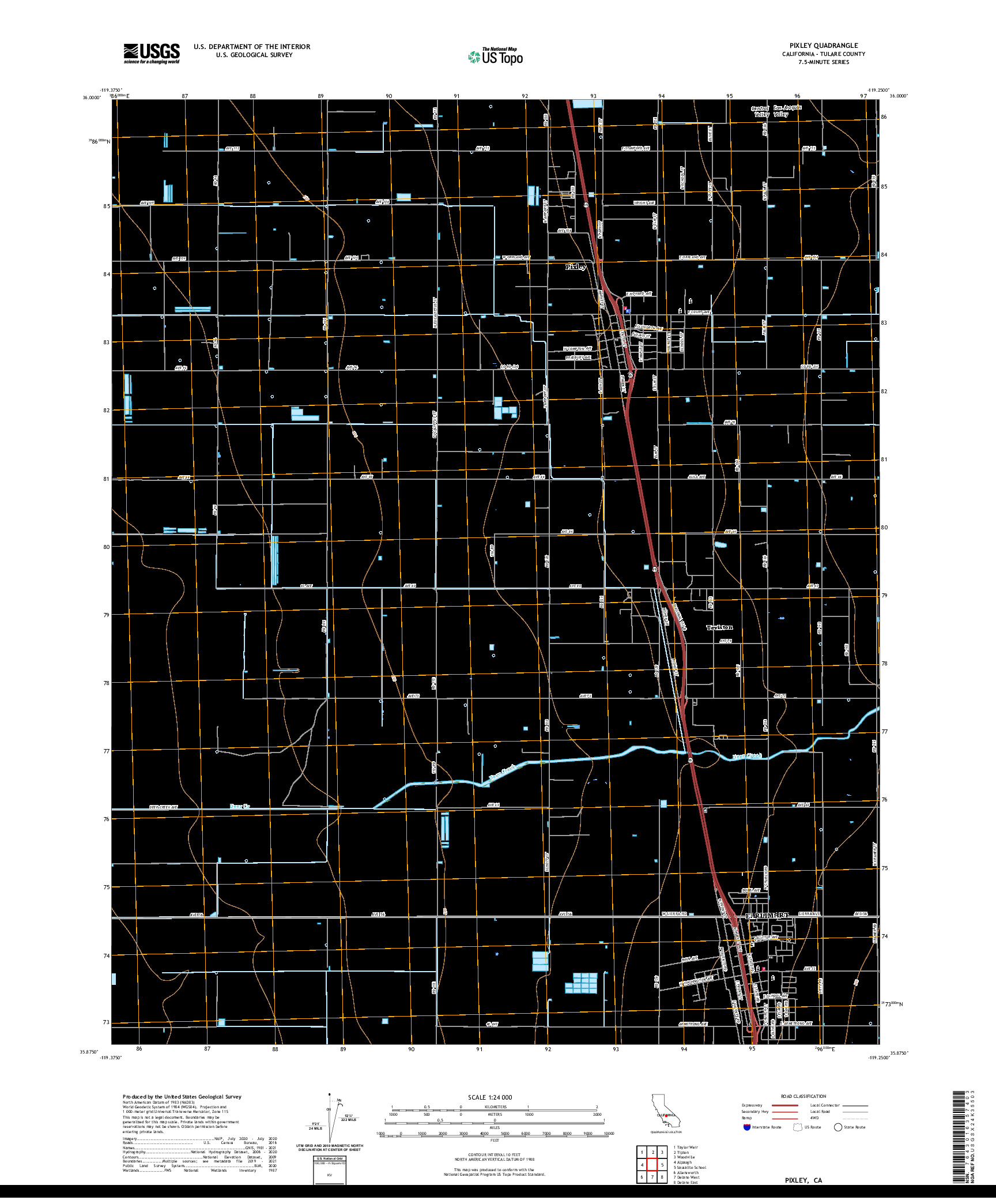 US TOPO 7.5-MINUTE MAP FOR PIXLEY, CA