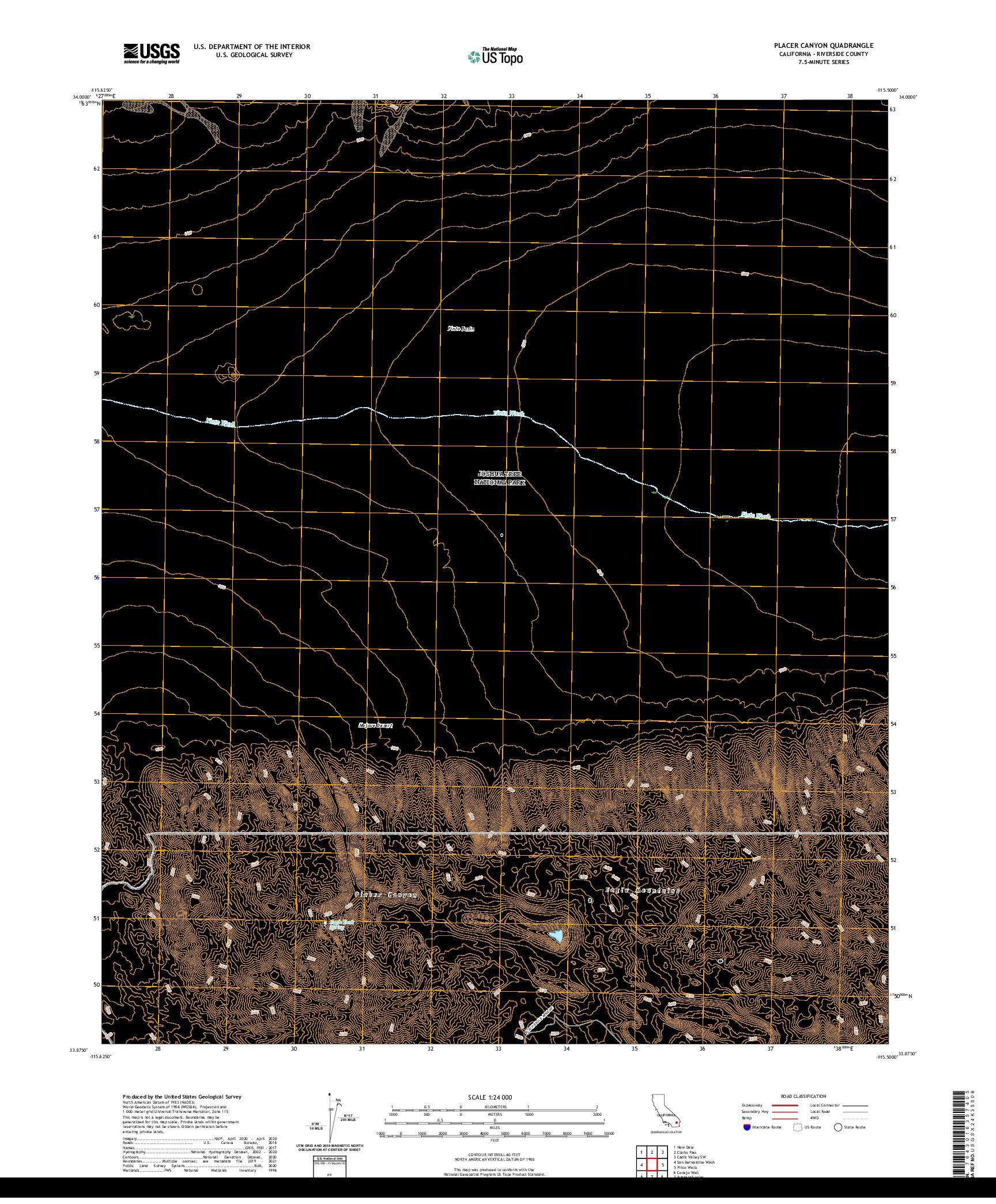 US TOPO 7.5-MINUTE MAP FOR PLACER CANYON, CA