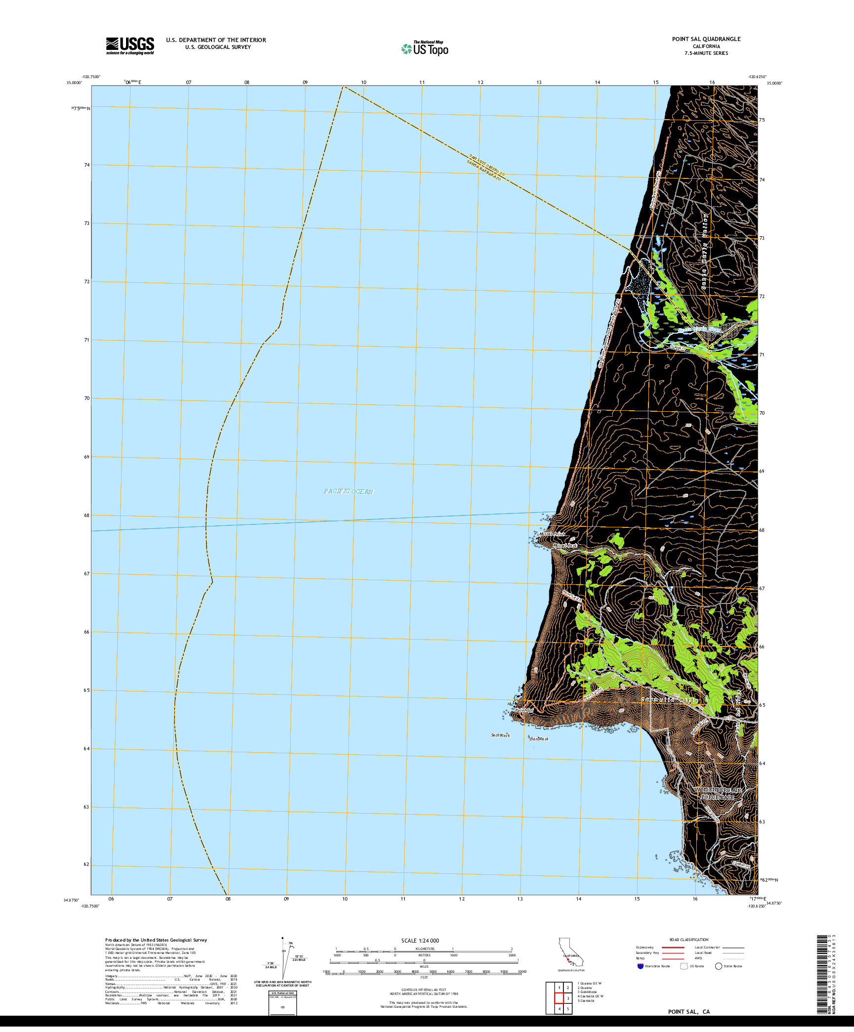 US TOPO 7.5-MINUTE MAP FOR POINT SAL, CA