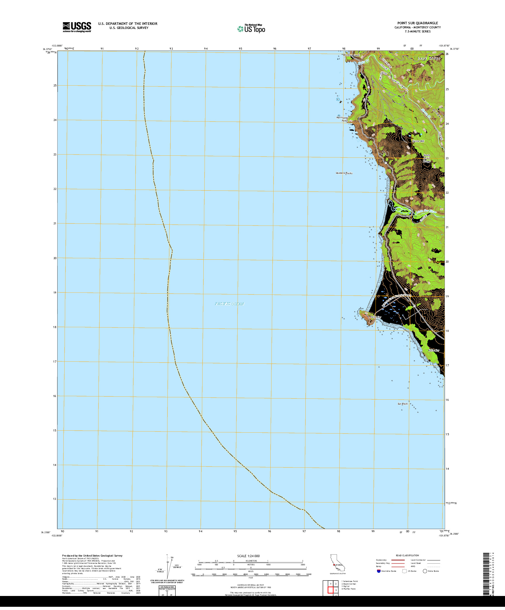 US TOPO 7.5-MINUTE MAP FOR POINT SUR, CA