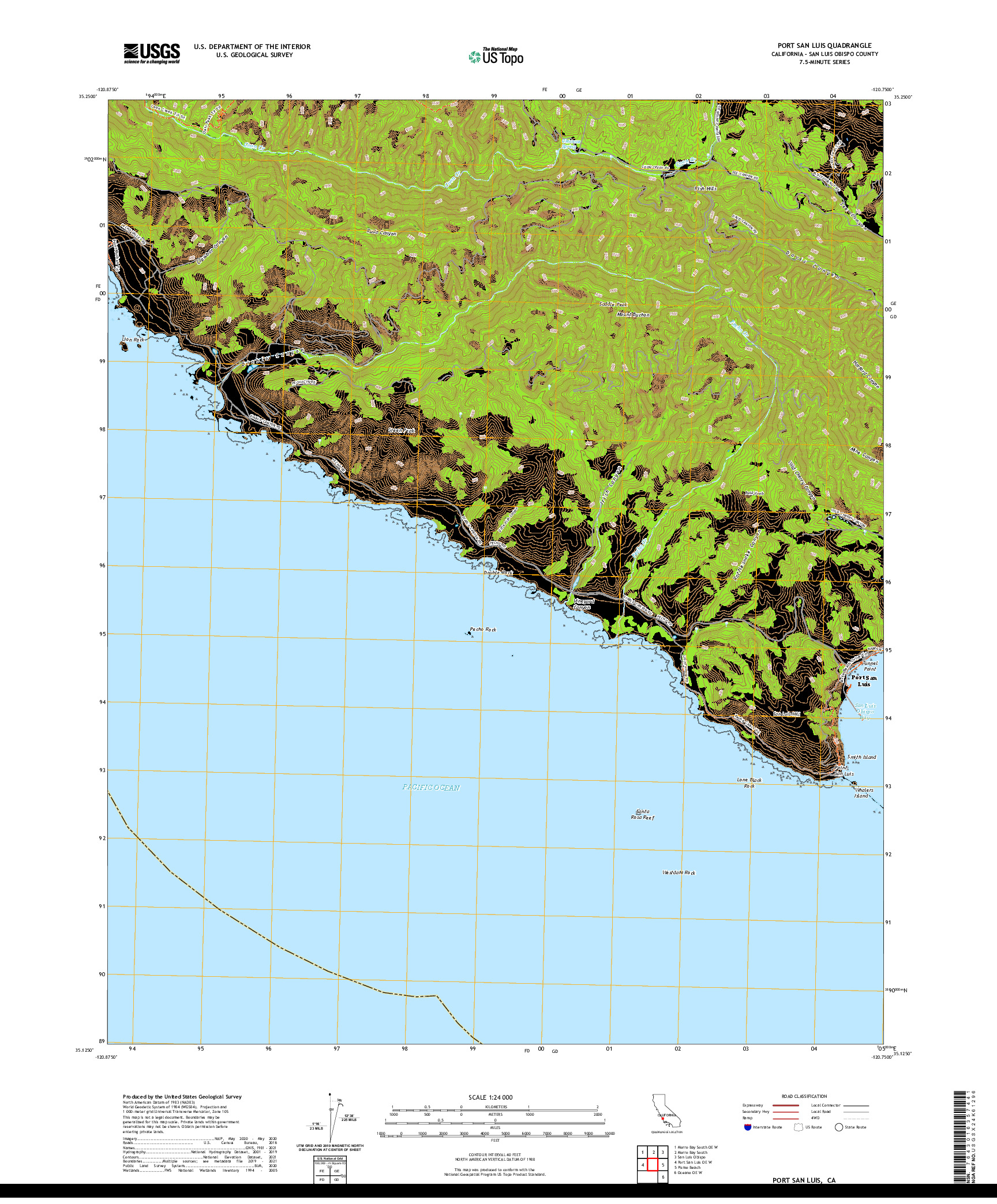 US TOPO 7.5-MINUTE MAP FOR PORT SAN LUIS, CA