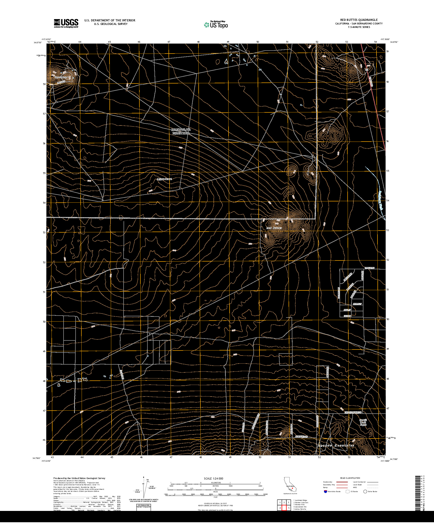 US TOPO 7.5-MINUTE MAP FOR RED BUTTES, CA