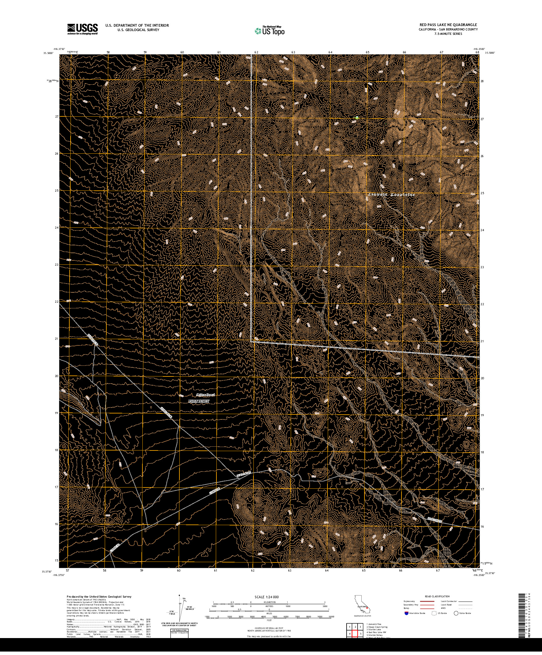 US TOPO 7.5-MINUTE MAP FOR RED PASS LAKE NE, CA