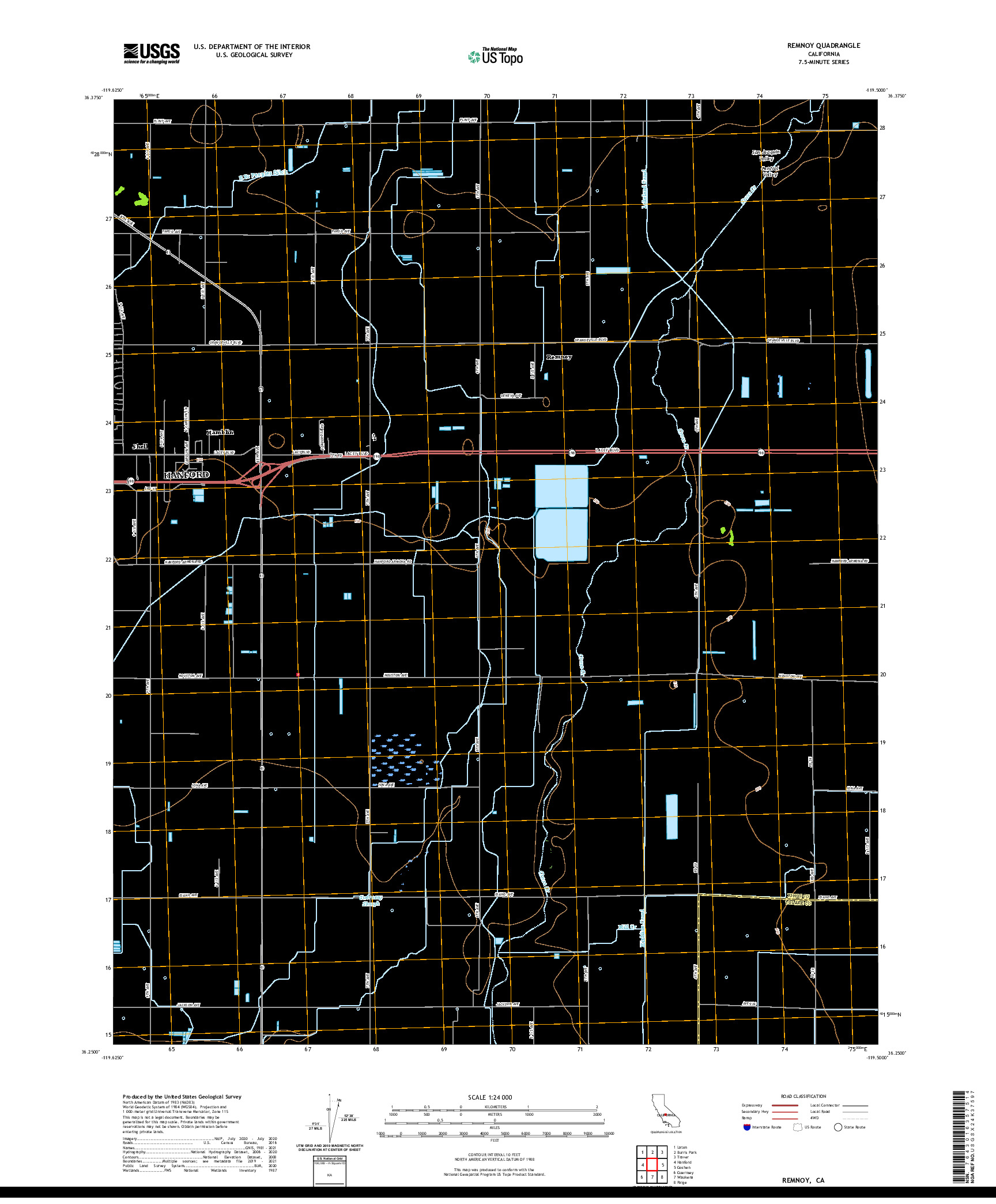 US TOPO 7.5-MINUTE MAP FOR REMNOY, CA