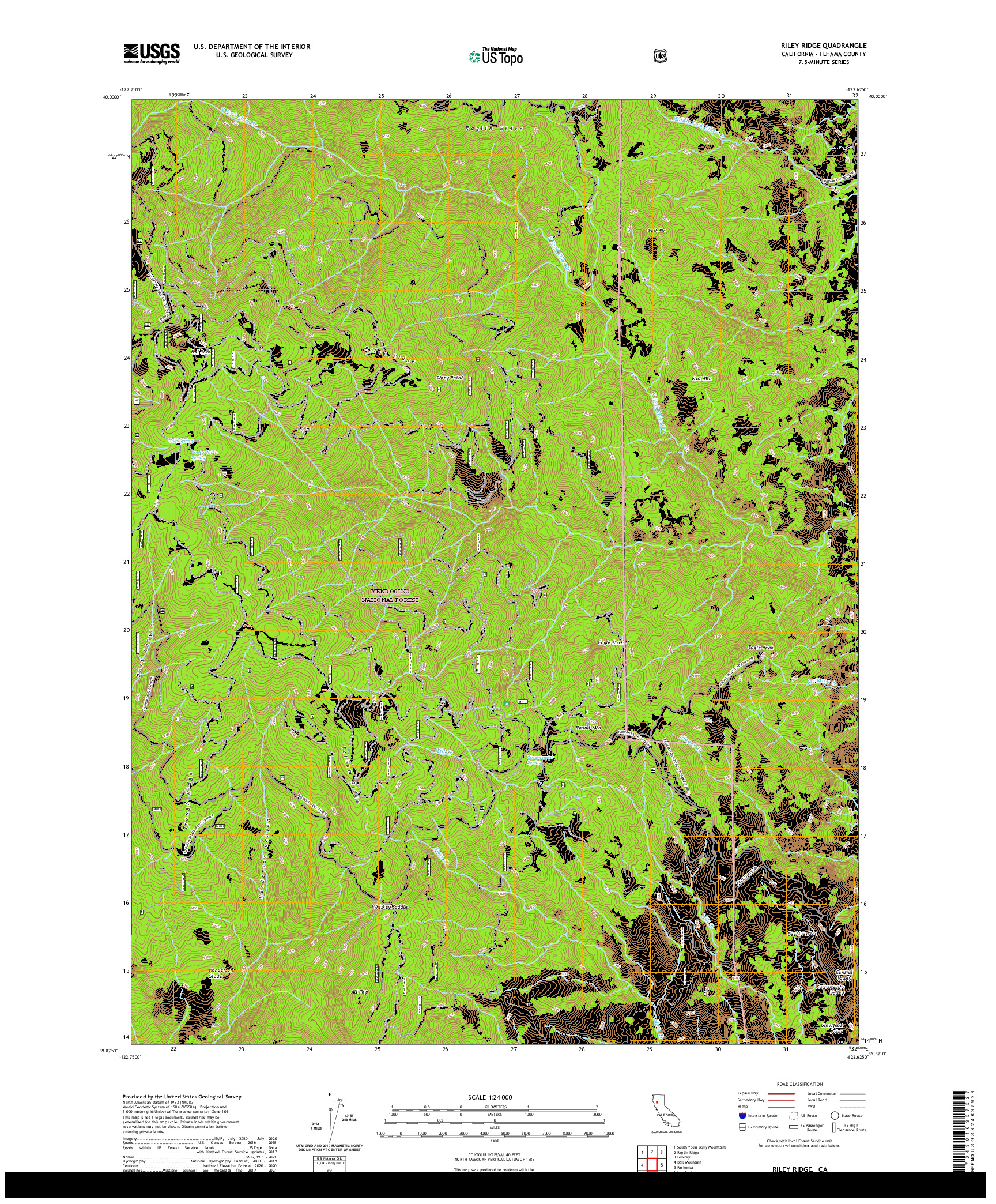 US TOPO 7.5-MINUTE MAP FOR RILEY RIDGE, CA