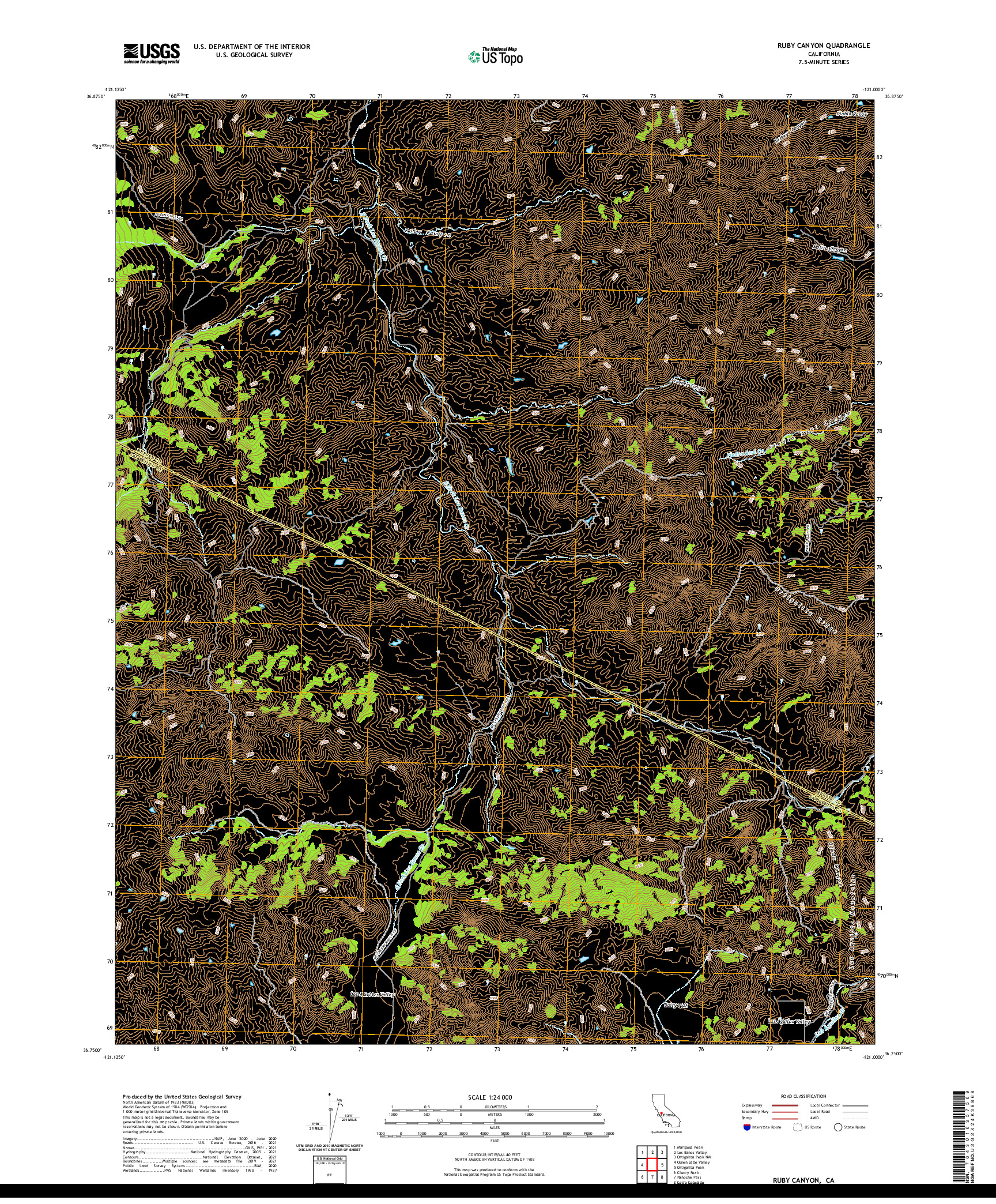 US TOPO 7.5-MINUTE MAP FOR RUBY CANYON, CA