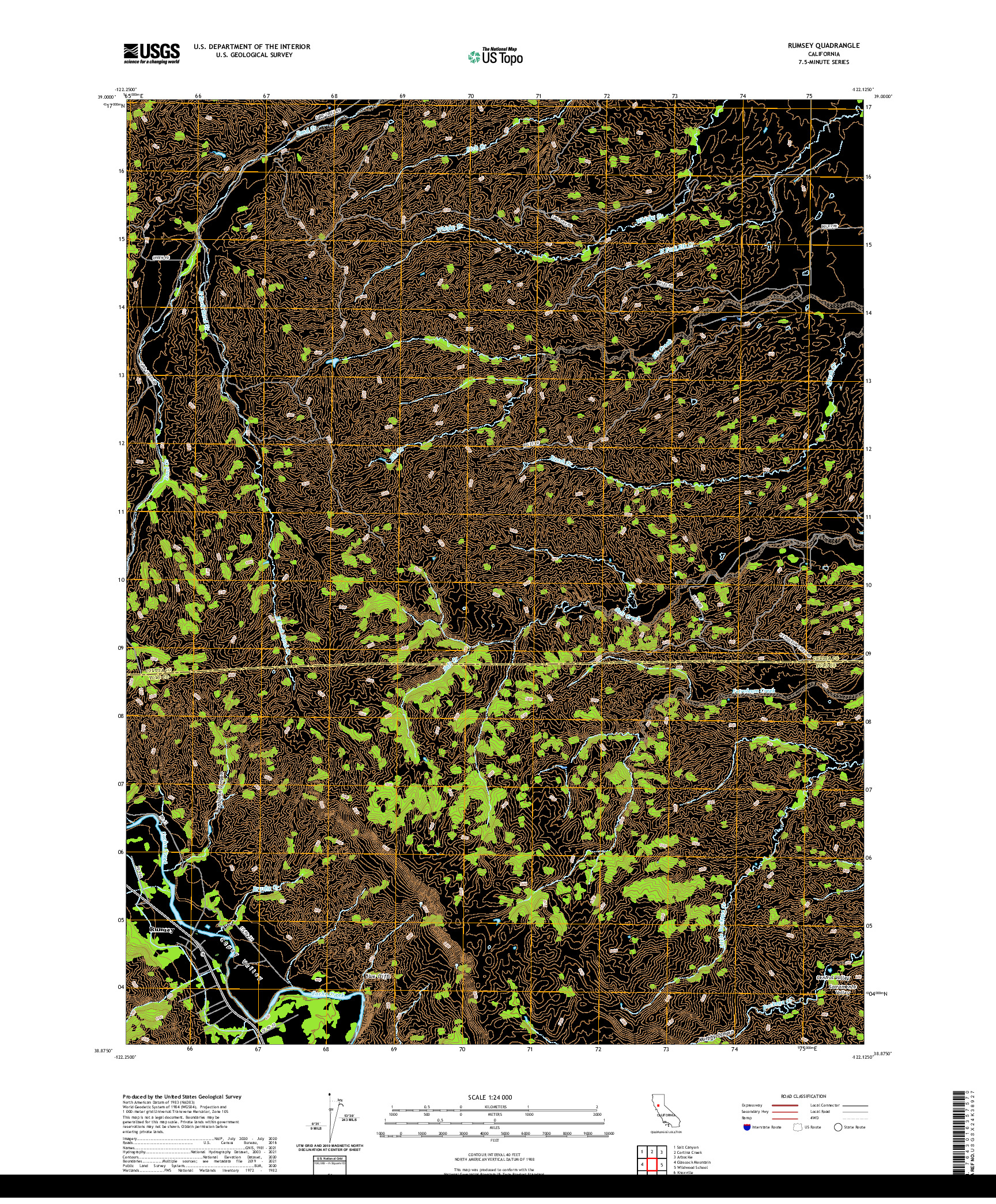 US TOPO 7.5-MINUTE MAP FOR RUMSEY, CA