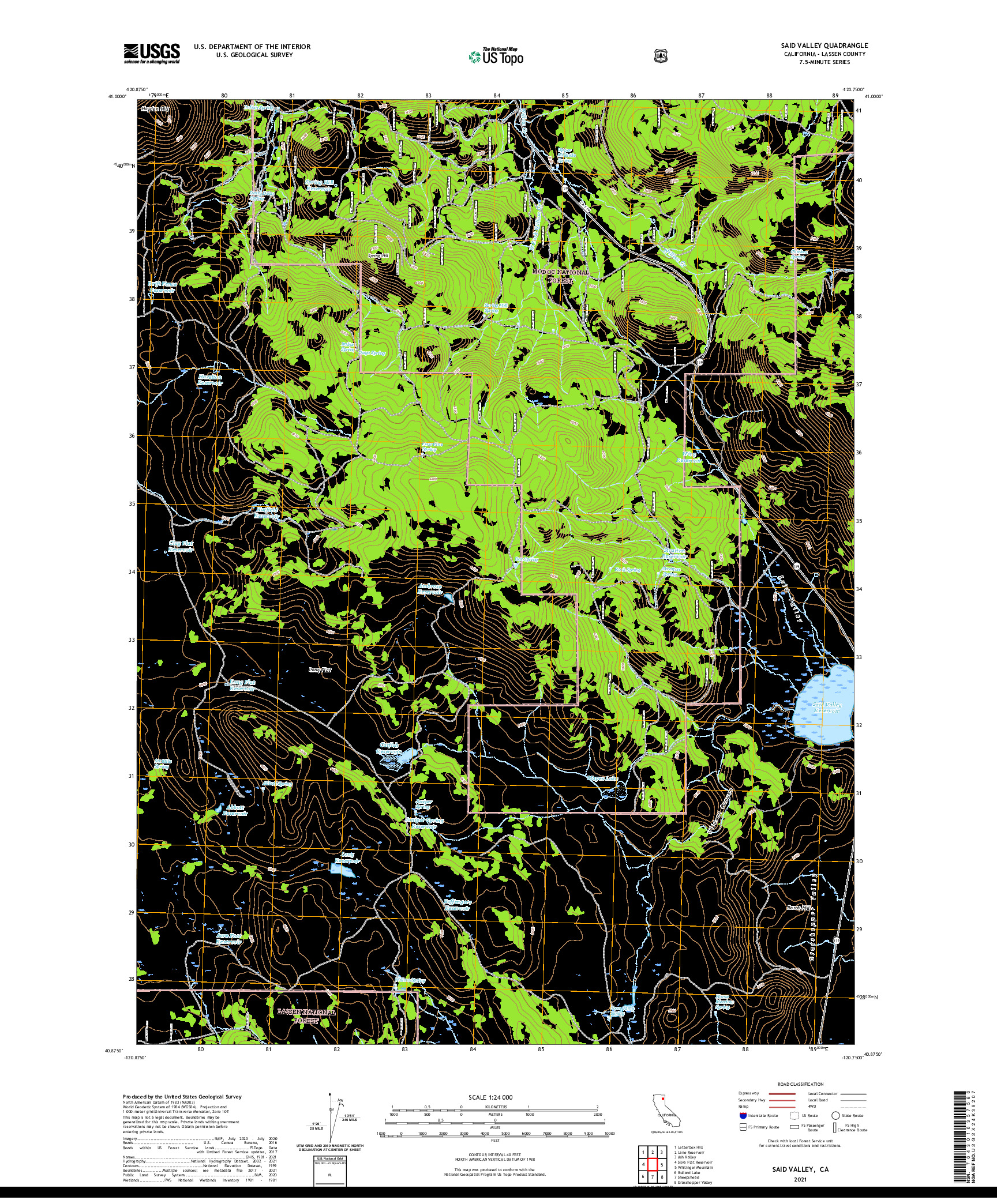 US TOPO 7.5-MINUTE MAP FOR SAID VALLEY, CA