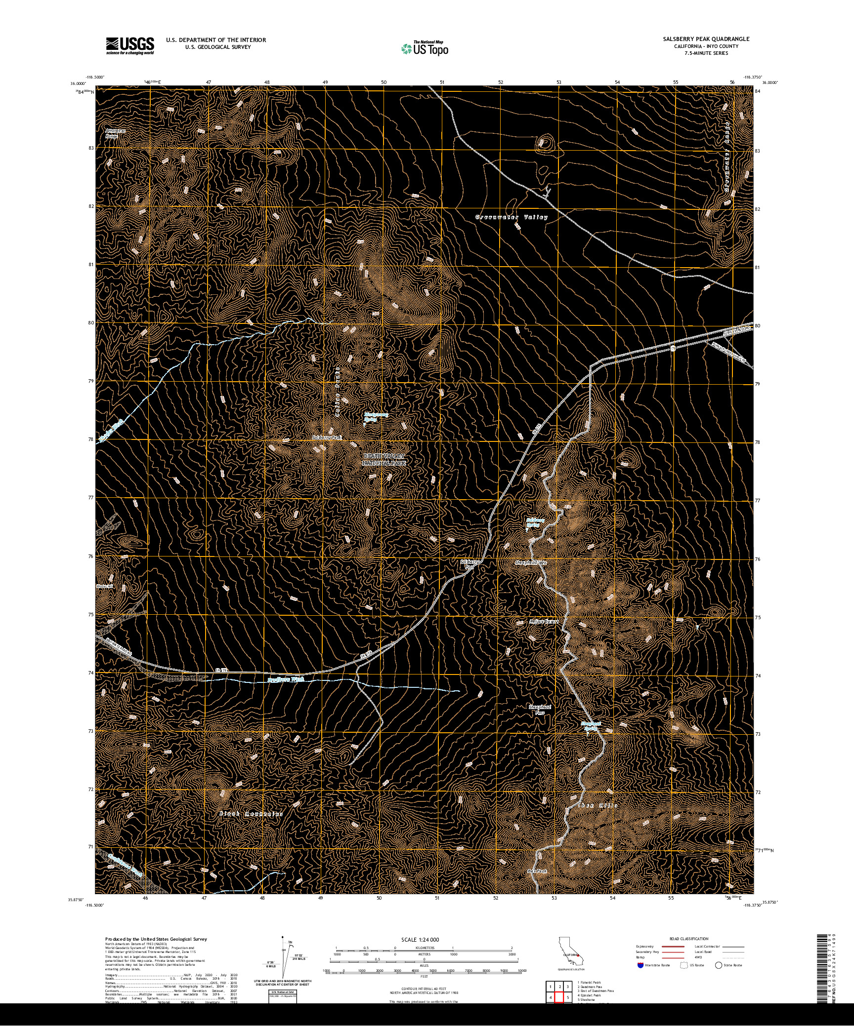 US TOPO 7.5-MINUTE MAP FOR SALSBERRY PEAK, CA