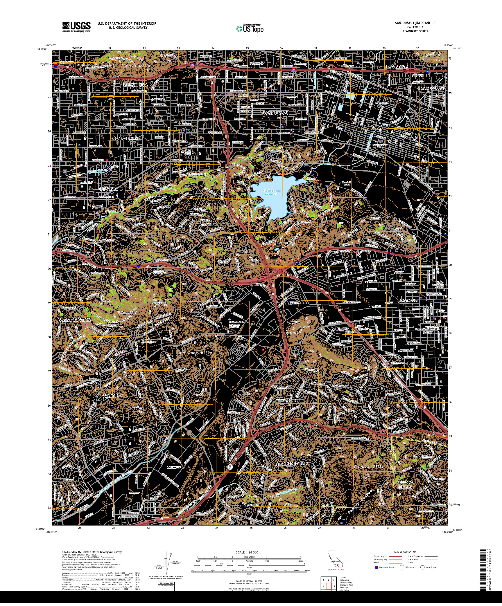 US TOPO 7.5-MINUTE MAP FOR SAN DIMAS, CA