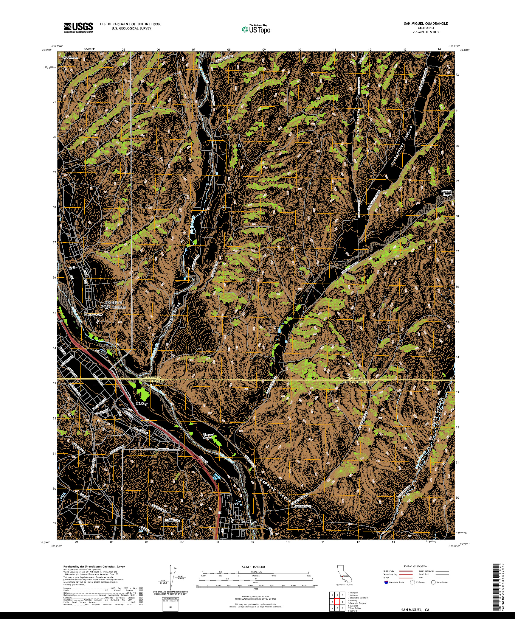 US TOPO 7.5-MINUTE MAP FOR SAN MIGUEL, CA