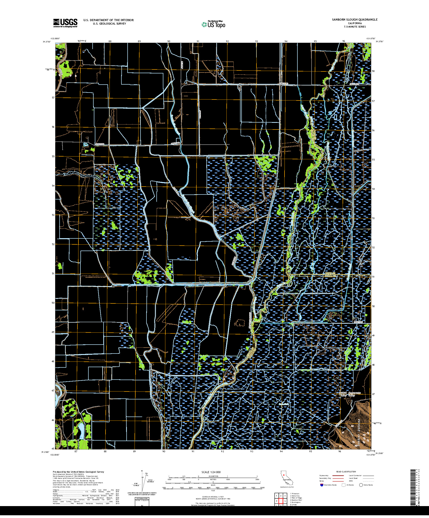 US TOPO 7.5-MINUTE MAP FOR SANBORN SLOUGH, CA