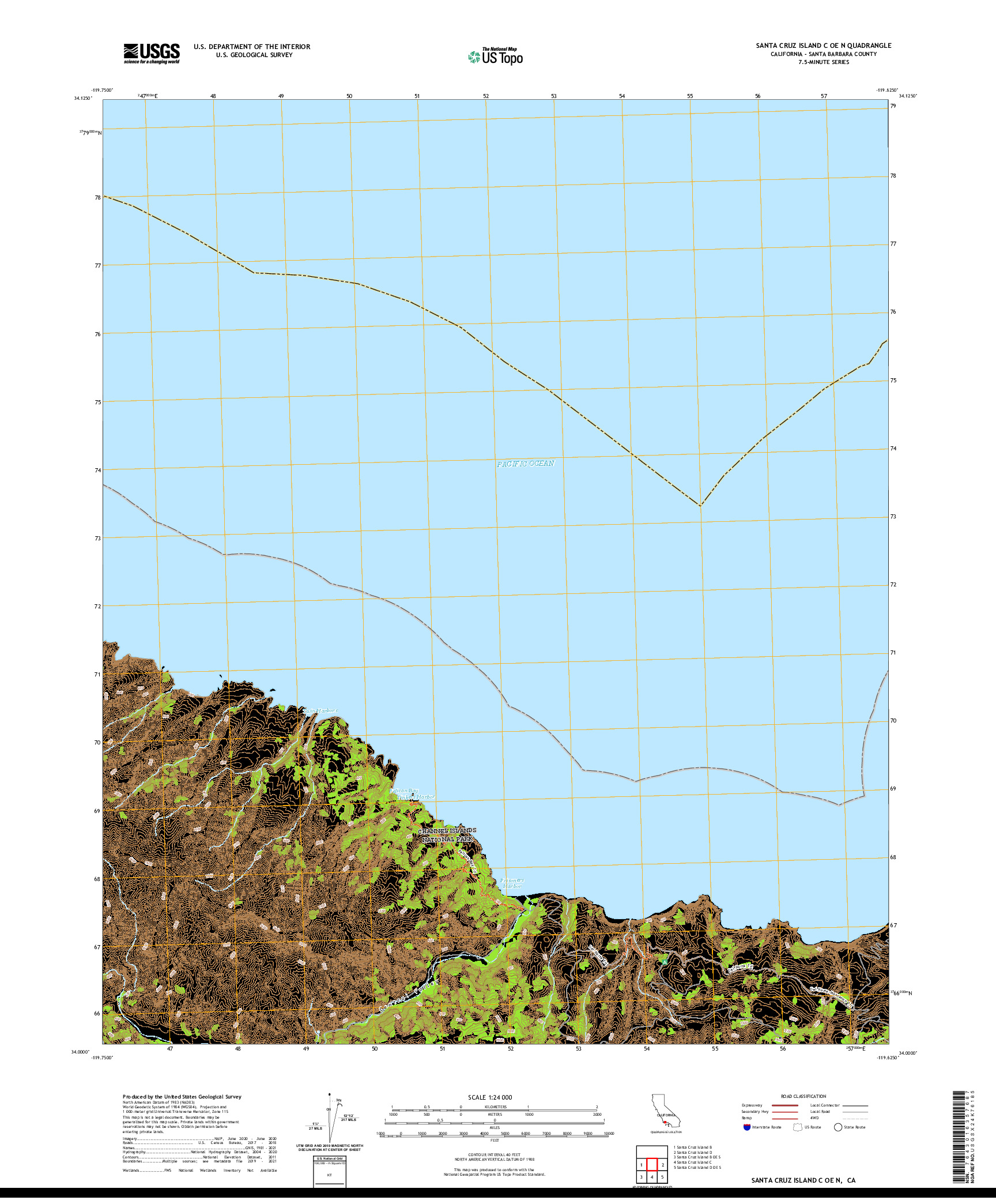 US TOPO 7.5-MINUTE MAP FOR SANTA CRUZ ISLAND C OE N, CA