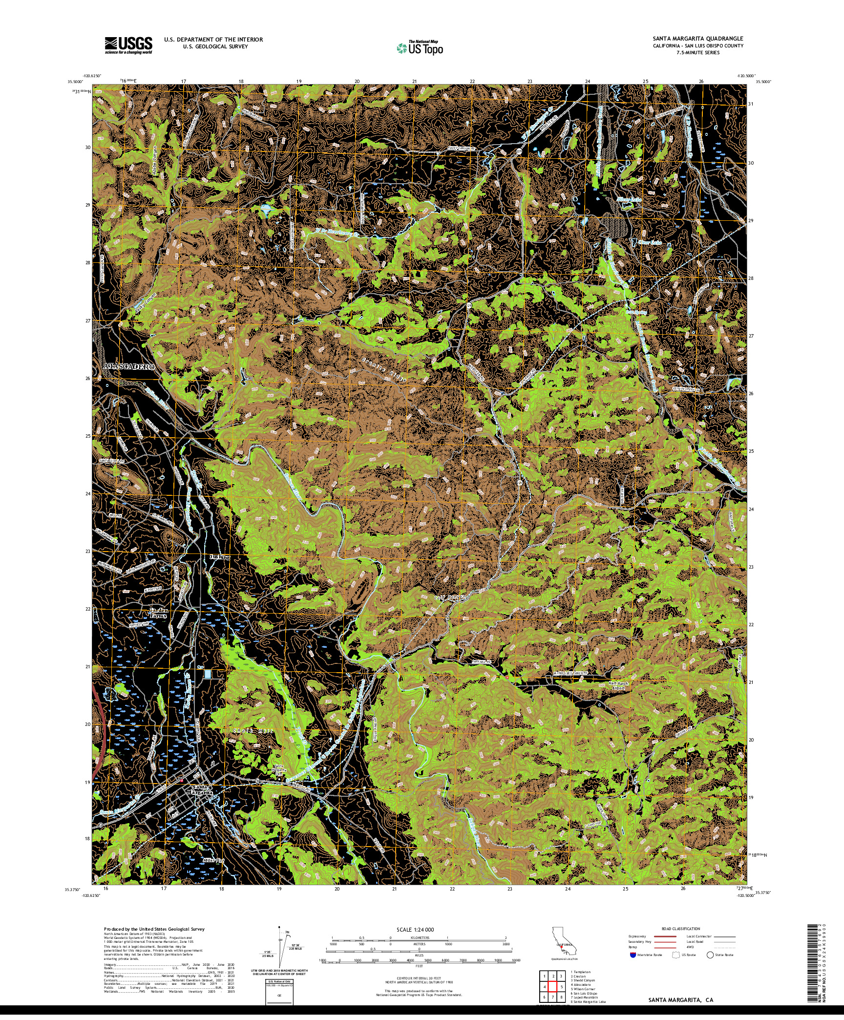 US TOPO 7.5-MINUTE MAP FOR SANTA MARGARITA, CA