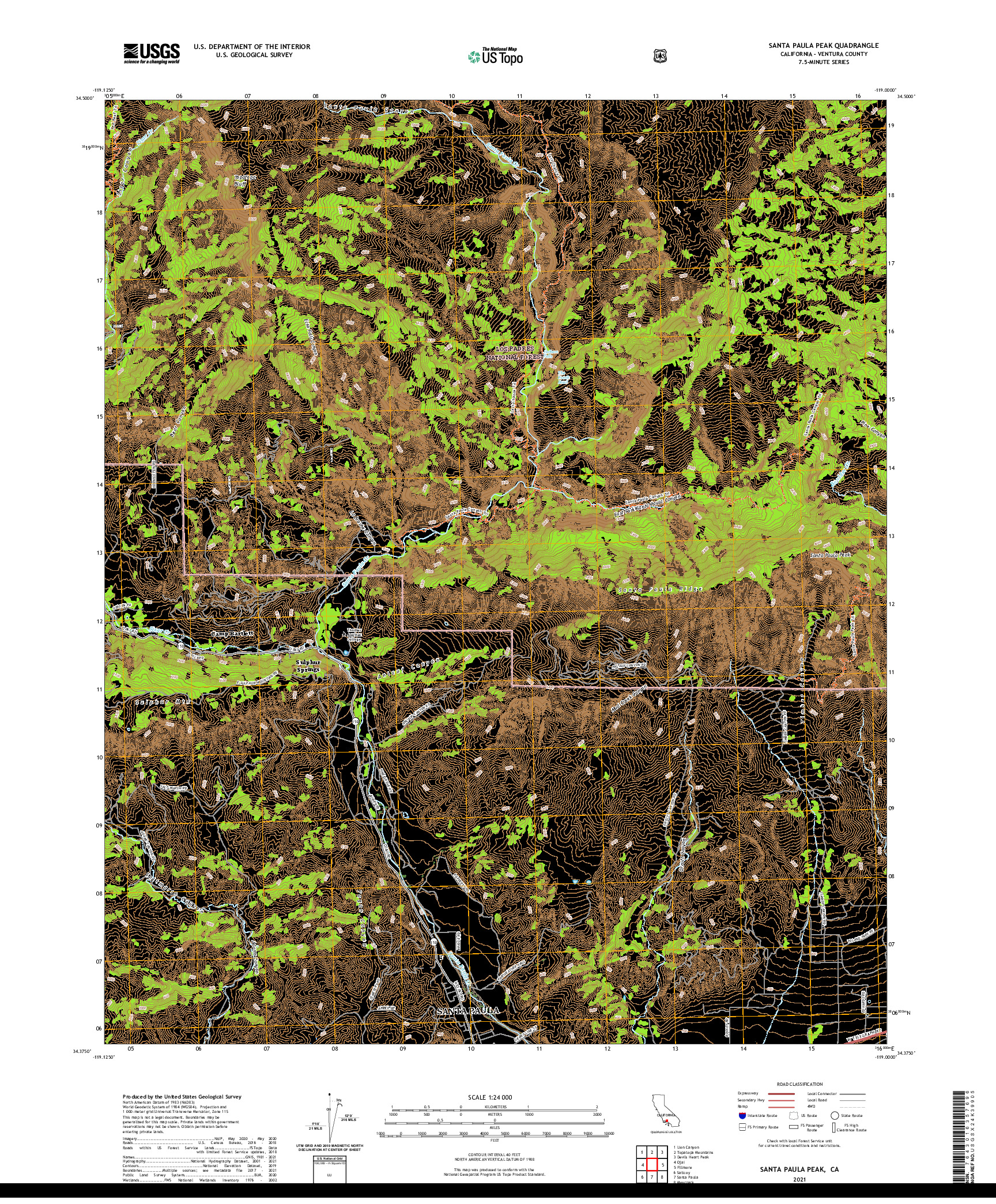 US TOPO 7.5-MINUTE MAP FOR SANTA PAULA PEAK, CA