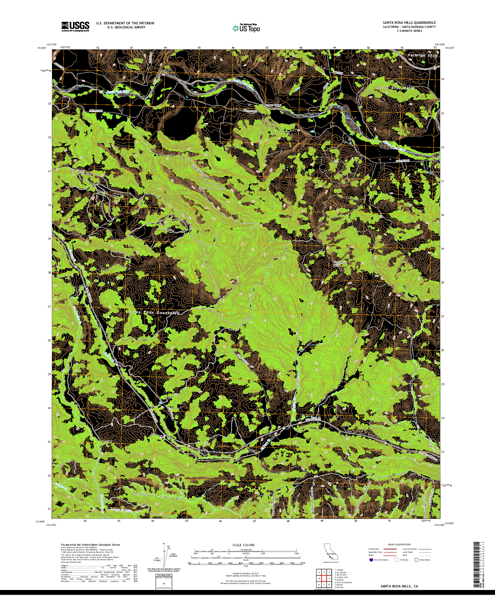 US TOPO 7.5-MINUTE MAP FOR SANTA ROSA HILLS, CA