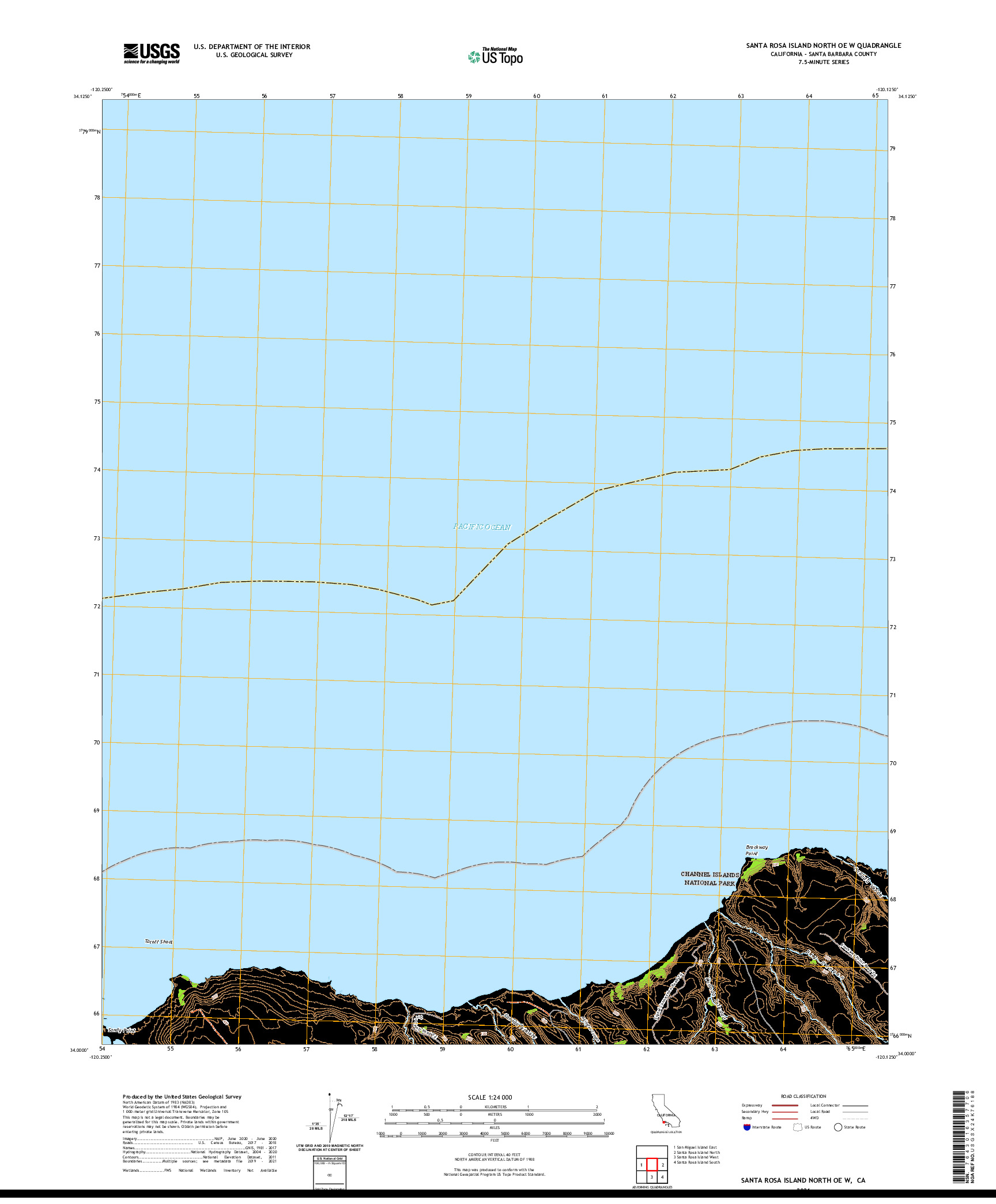 US TOPO 7.5-MINUTE MAP FOR SANTA ROSA ISLAND NORTH OE W, CA