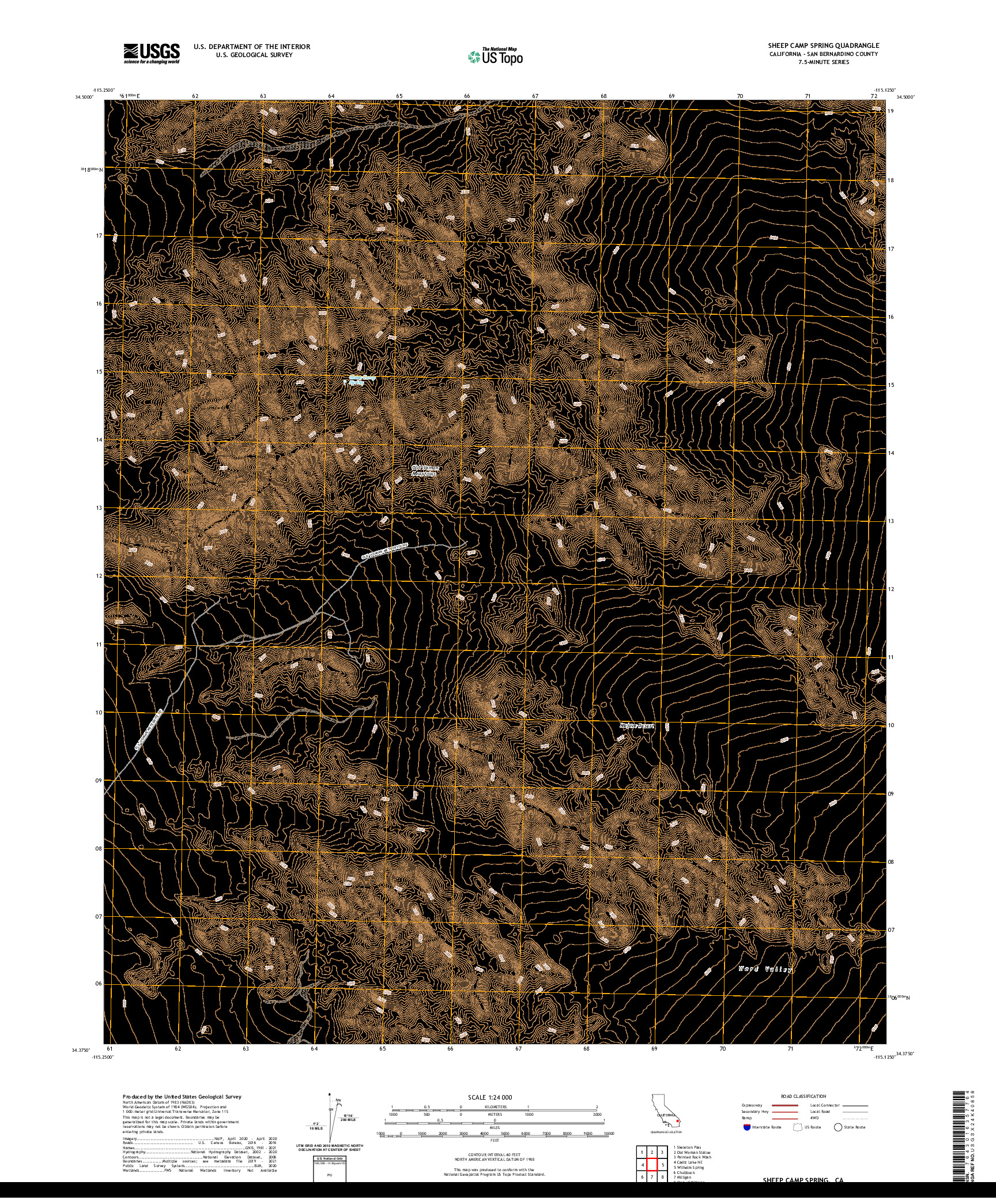 US TOPO 7.5-MINUTE MAP FOR SHEEP CAMP SPRING, CA