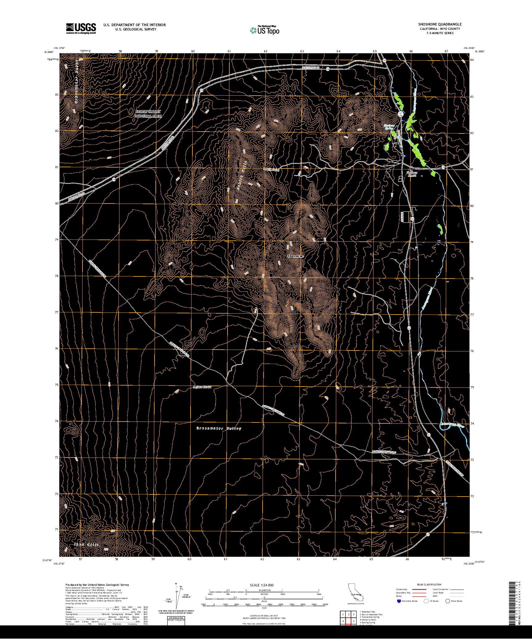 US TOPO 7.5-MINUTE MAP FOR SHOSHONE, CA