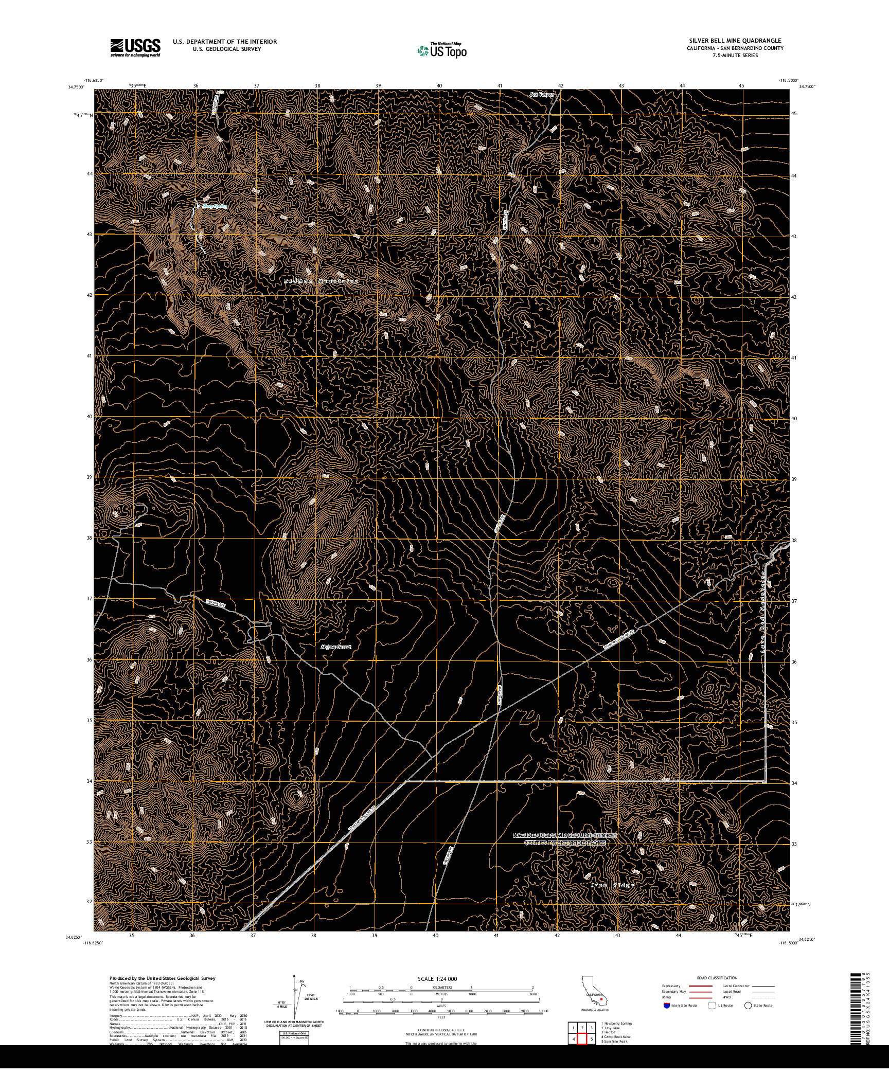 US TOPO 7.5-MINUTE MAP FOR SILVER BELL MINE, CA