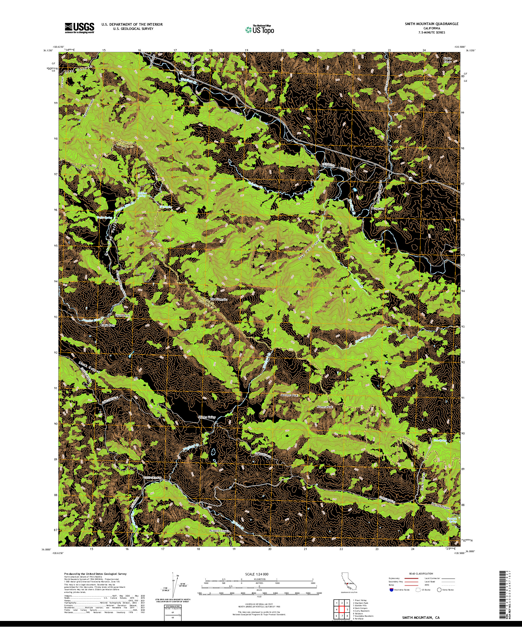 US TOPO 7.5-MINUTE MAP FOR SMITH MOUNTAIN, CA