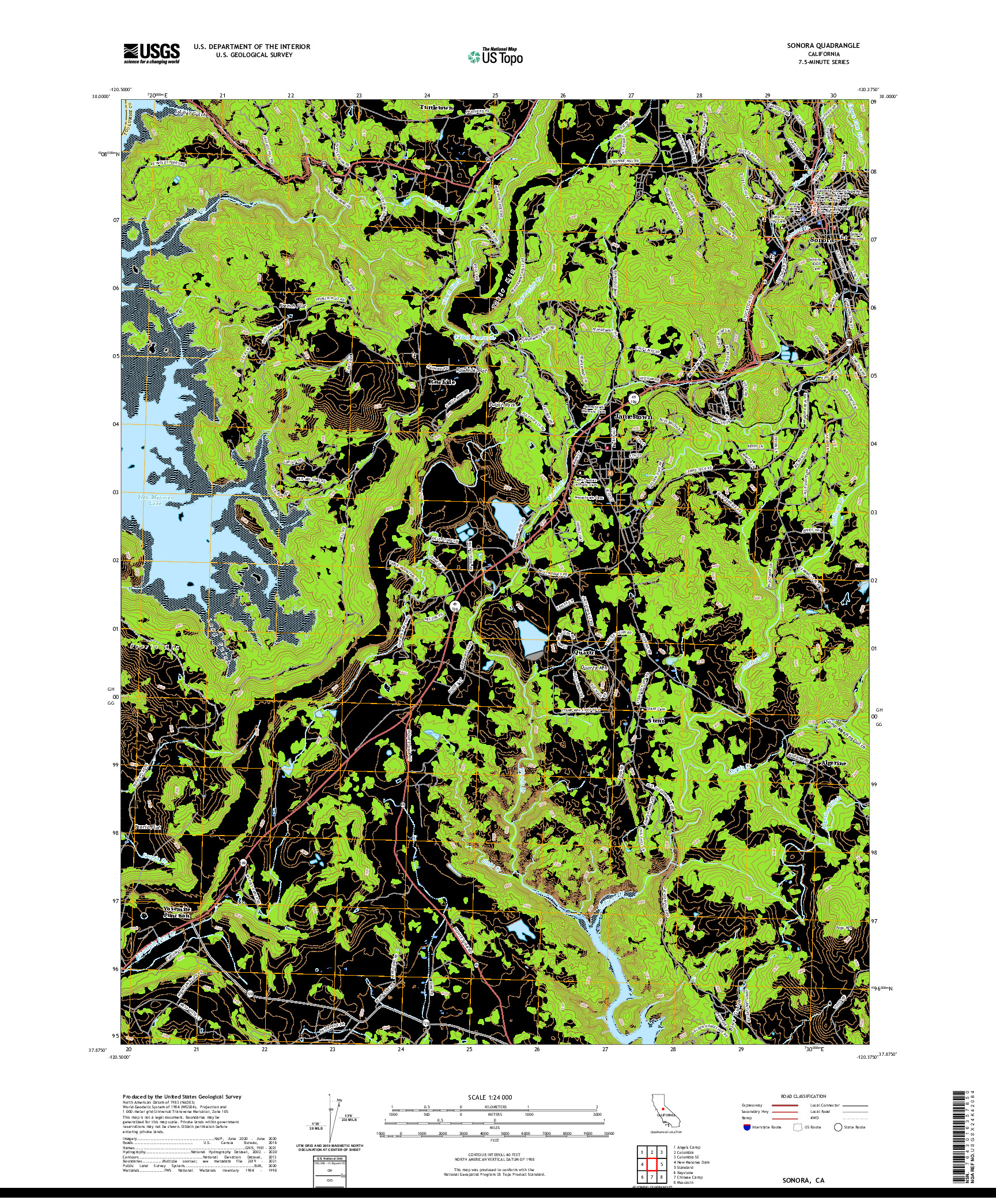 US TOPO 7.5-MINUTE MAP FOR SONORA, CA