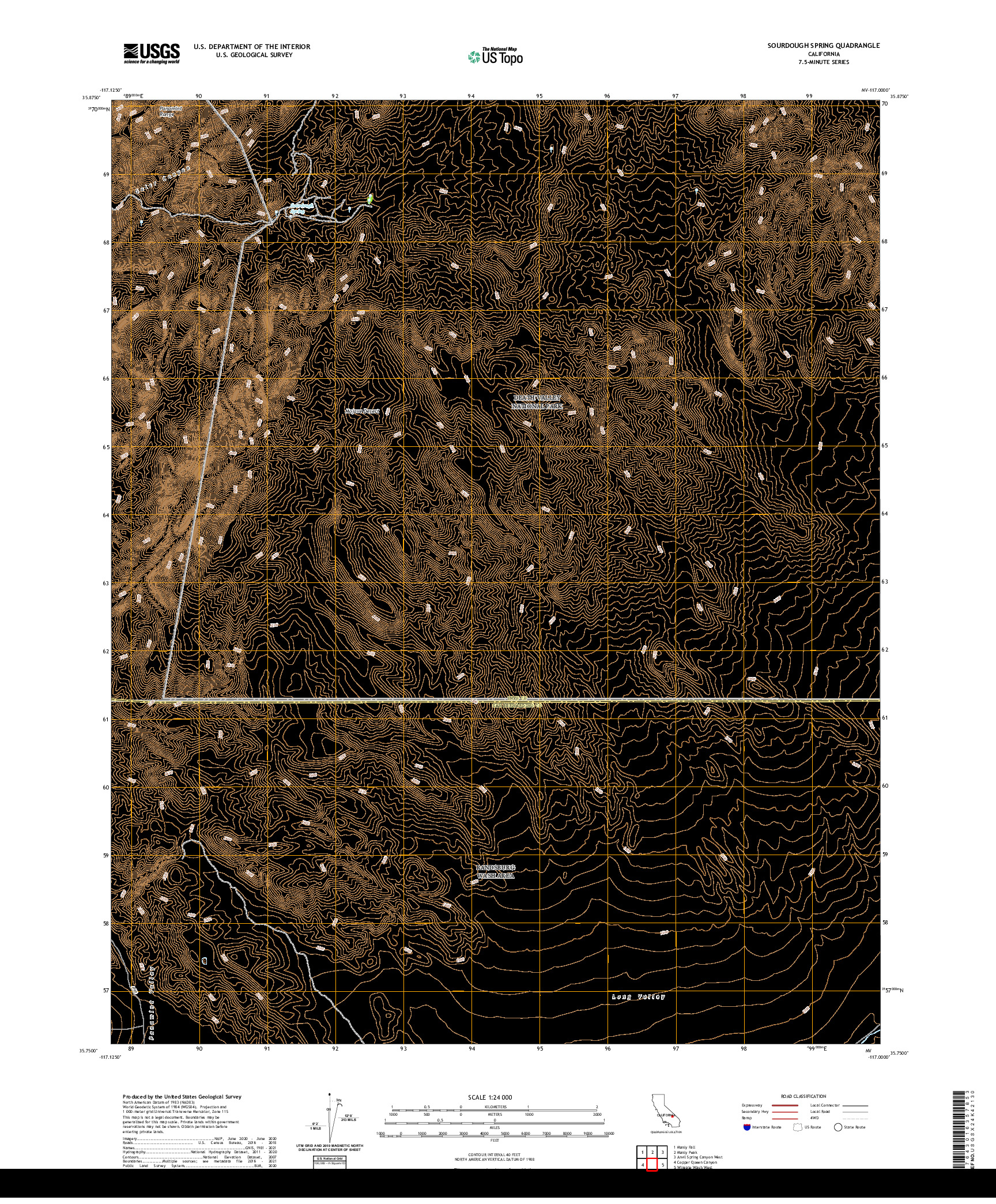 US TOPO 7.5-MINUTE MAP FOR SOURDOUGH SPRING, CA