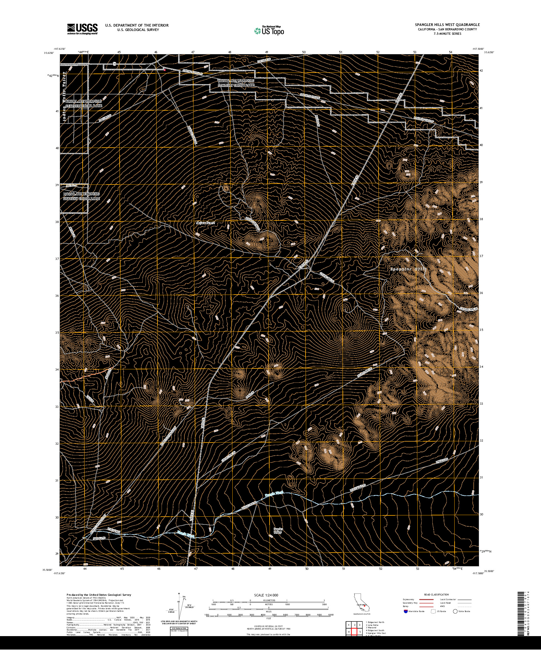 US TOPO 7.5-MINUTE MAP FOR SPANGLER HILLS WEST, CA