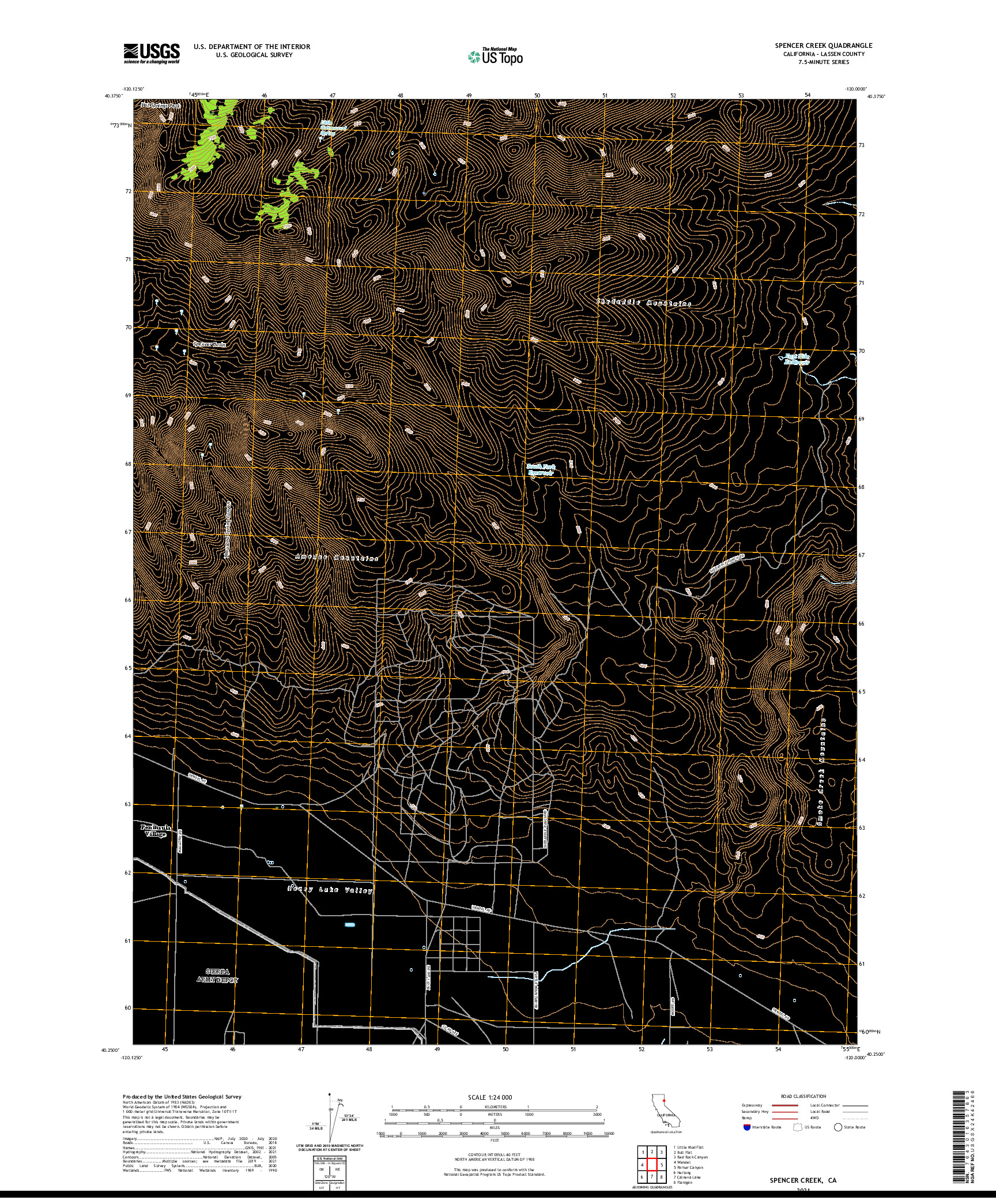 US TOPO 7.5-MINUTE MAP FOR SPENCER CREEK, CA