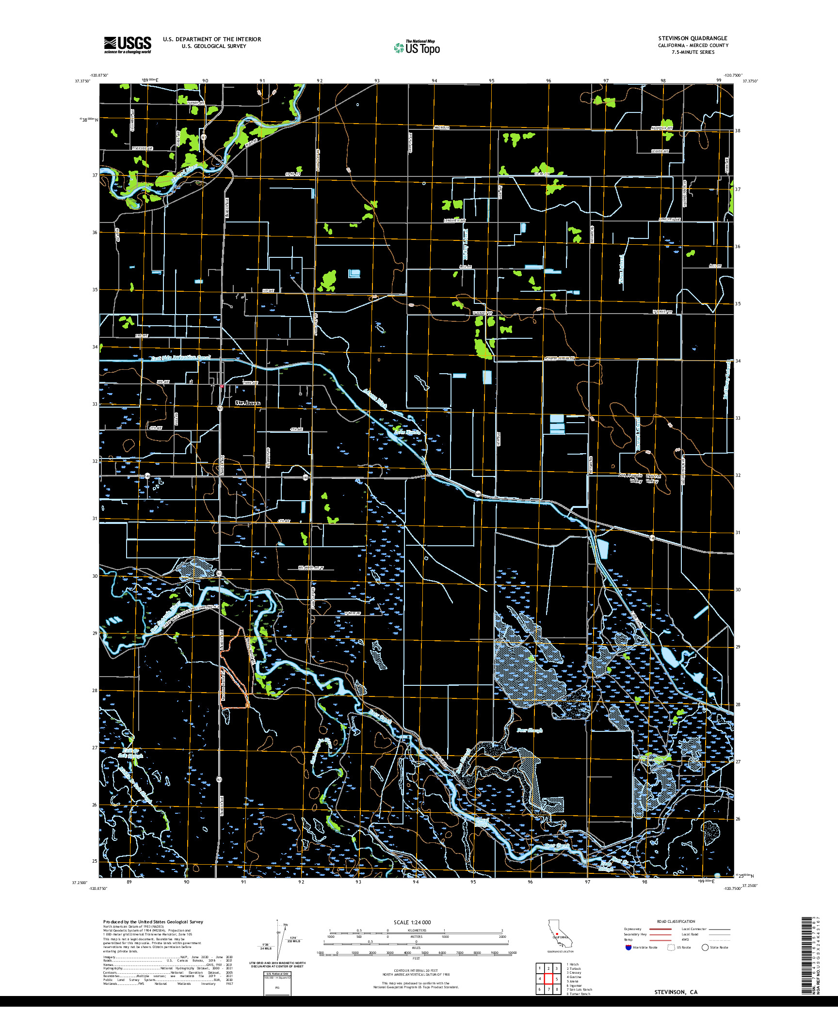 US TOPO 7.5-MINUTE MAP FOR STEVINSON, CA