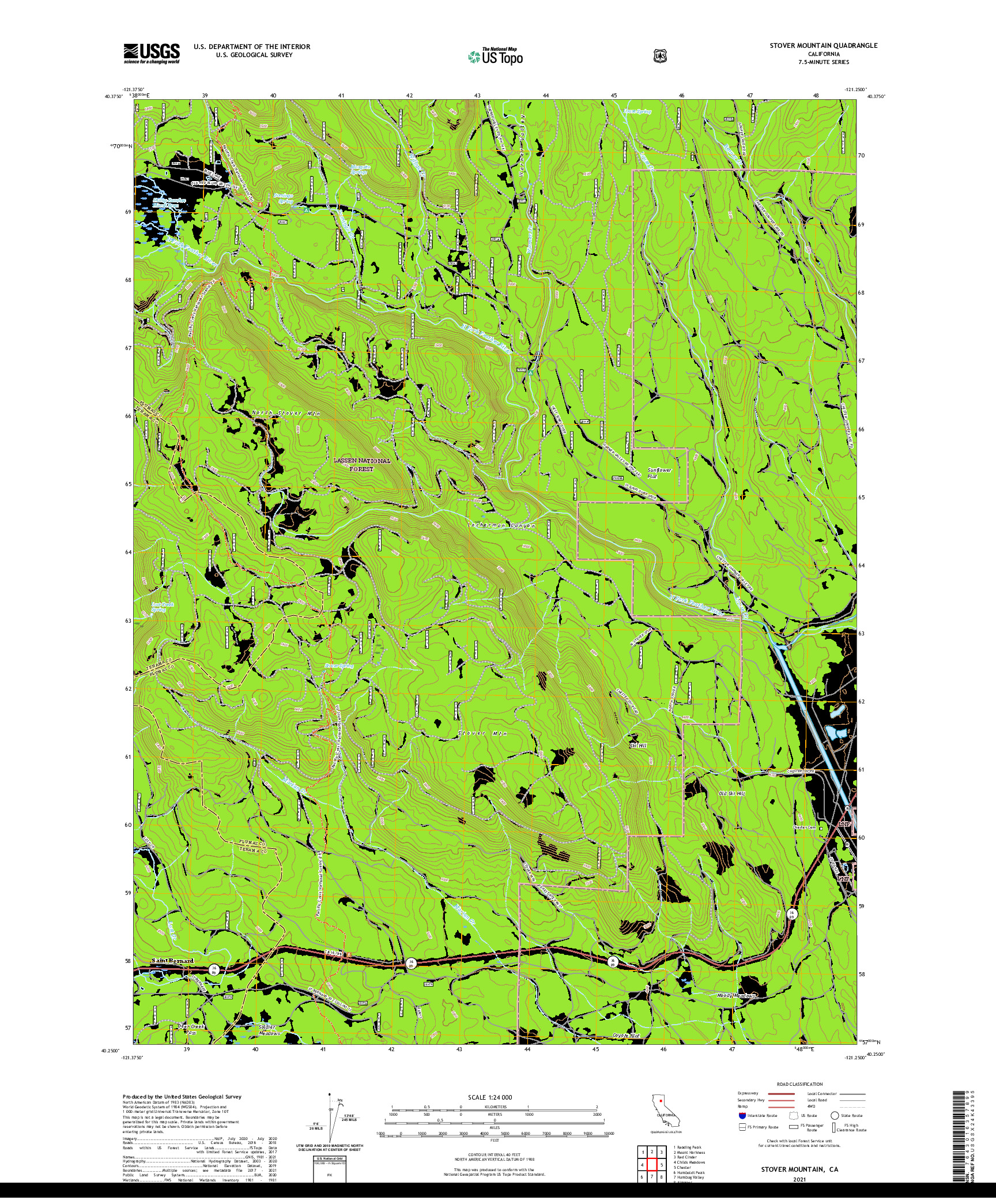 US TOPO 7.5-MINUTE MAP FOR STOVER MOUNTAIN, CA