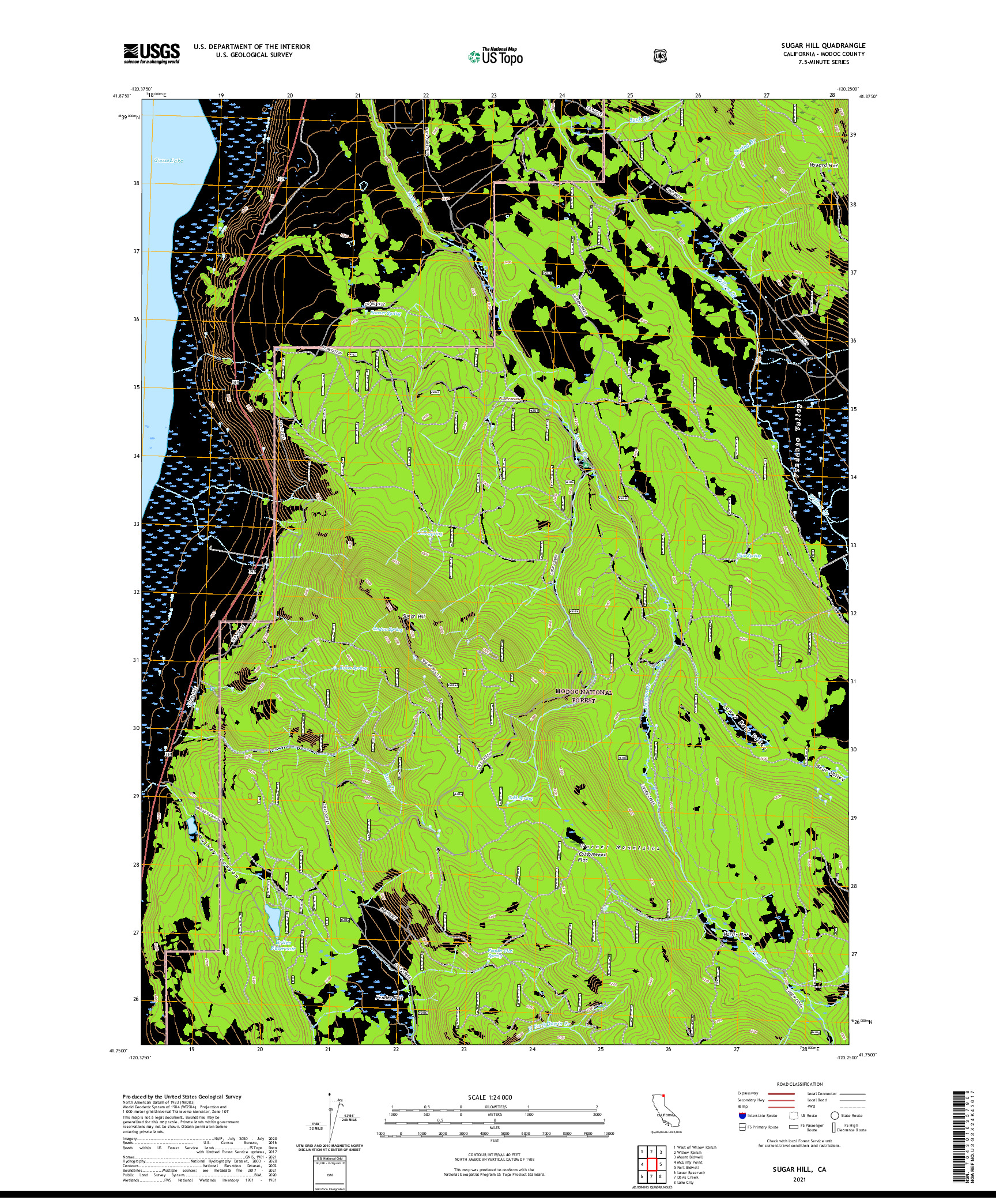 US TOPO 7.5-MINUTE MAP FOR SUGAR HILL, CA